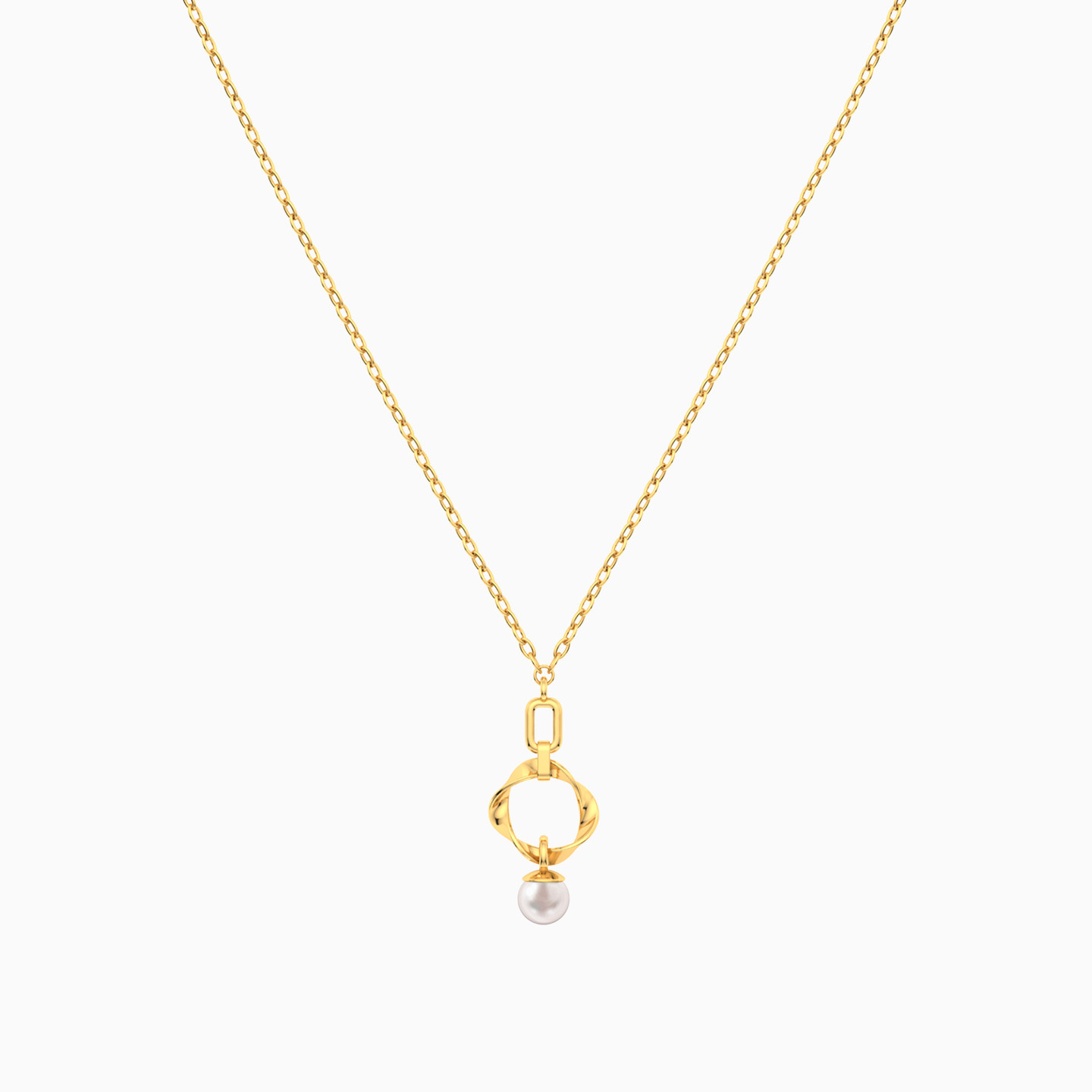 Curved Circle Pearl Necklace in 18K Gold - 3 Curved Circle Pearl Necklace in 18K Gold - 3