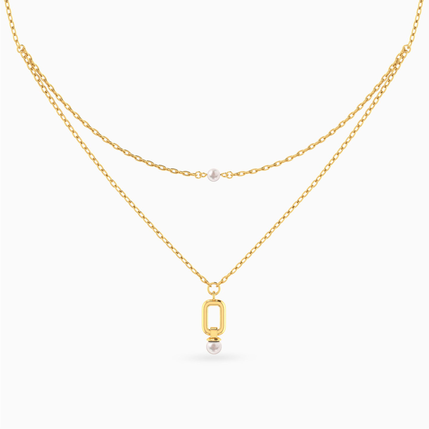 سلسة ذهب طبقات عيار 18 قيراط مزينة باللؤلؤ - 3