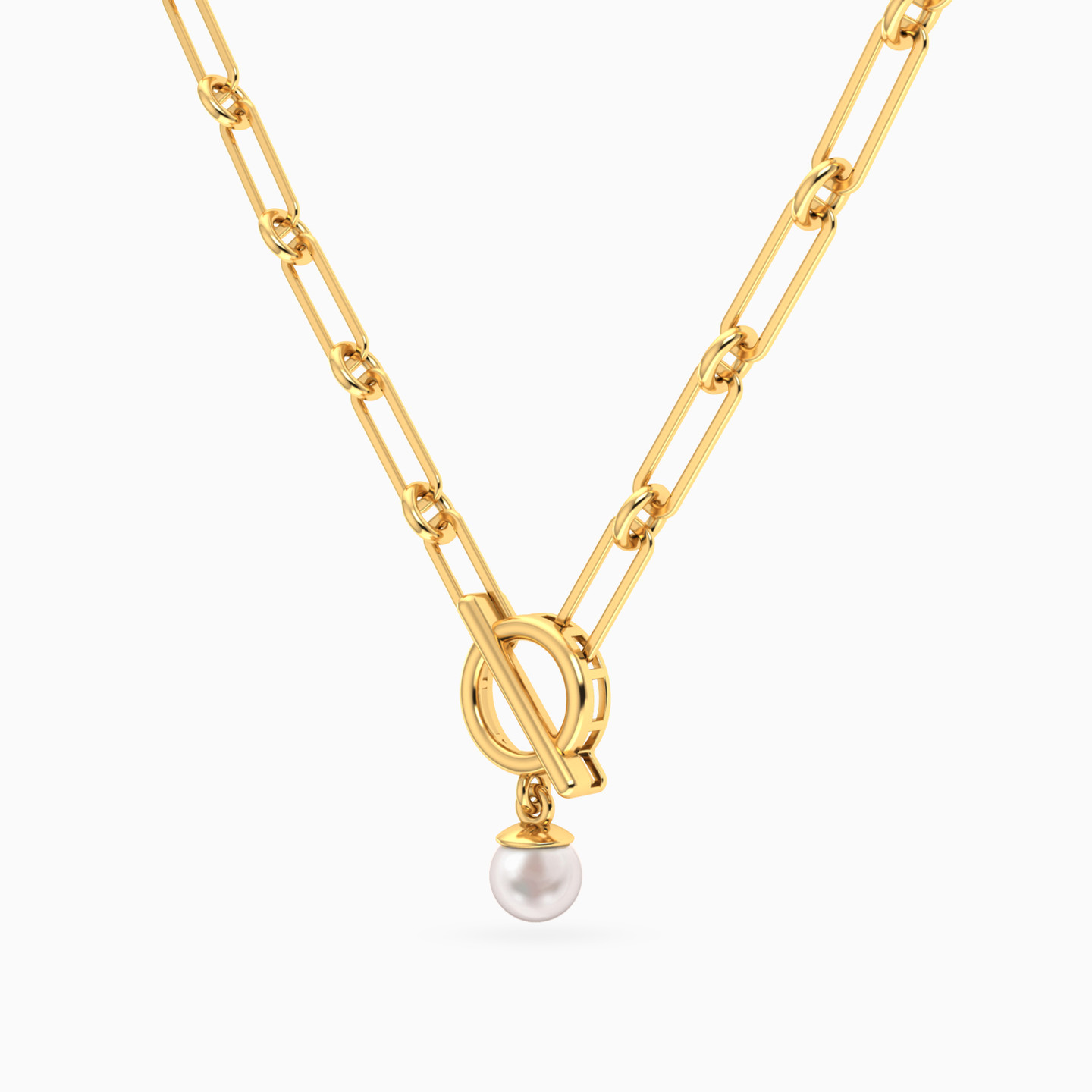 سلسة ذهب حلقات عيار 18 قيراط مزينة باللؤلؤ - 2 سلسة ذهب حلقات عيار 18 قيراط مزينة باللؤلؤ - 2