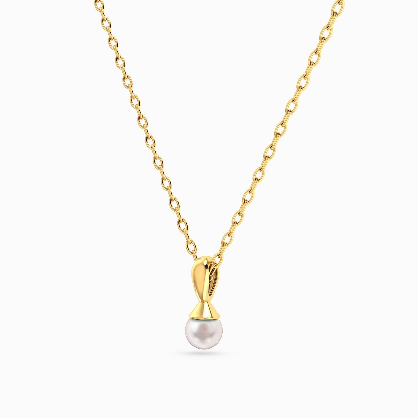 Single Pearl Necklace in 18K Gold - 2 Single Pearl Necklace in 18K Gold - 2