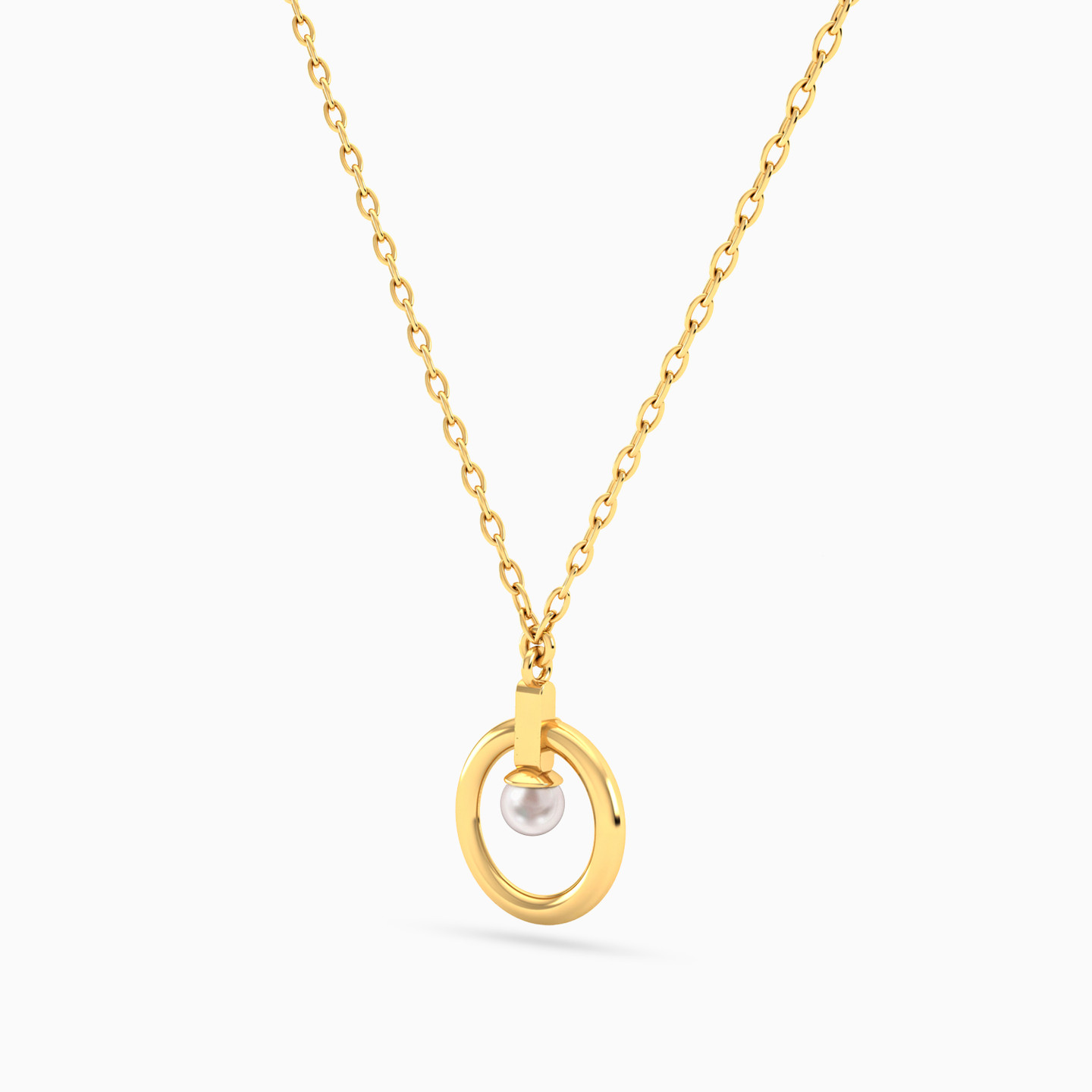 سلسة ذهب دائرية عيار 18 قيراط مزينة باللؤلؤ - 2 سلسة ذهب دائرية عيار 18 قيراط مزينة باللؤلؤ - 2