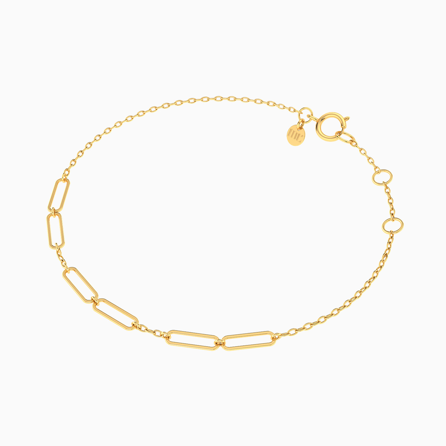 Rectangle Chain Bracelet in 14K Gold - 2 Rectangle Chain Bracelet in 14K Gold - 2