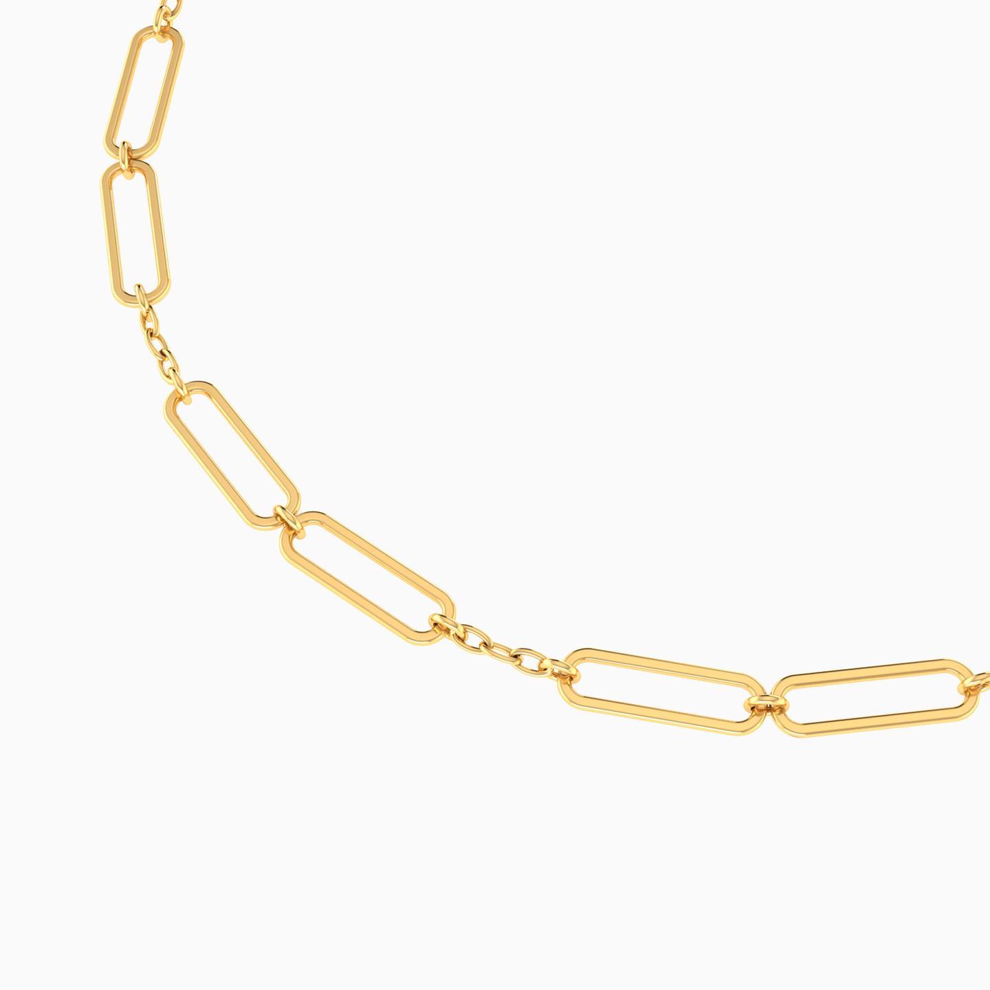 Rectangle Chain Bracelet in 14K Gold - 3 Rectangle Chain Bracelet in 14K Gold - 3