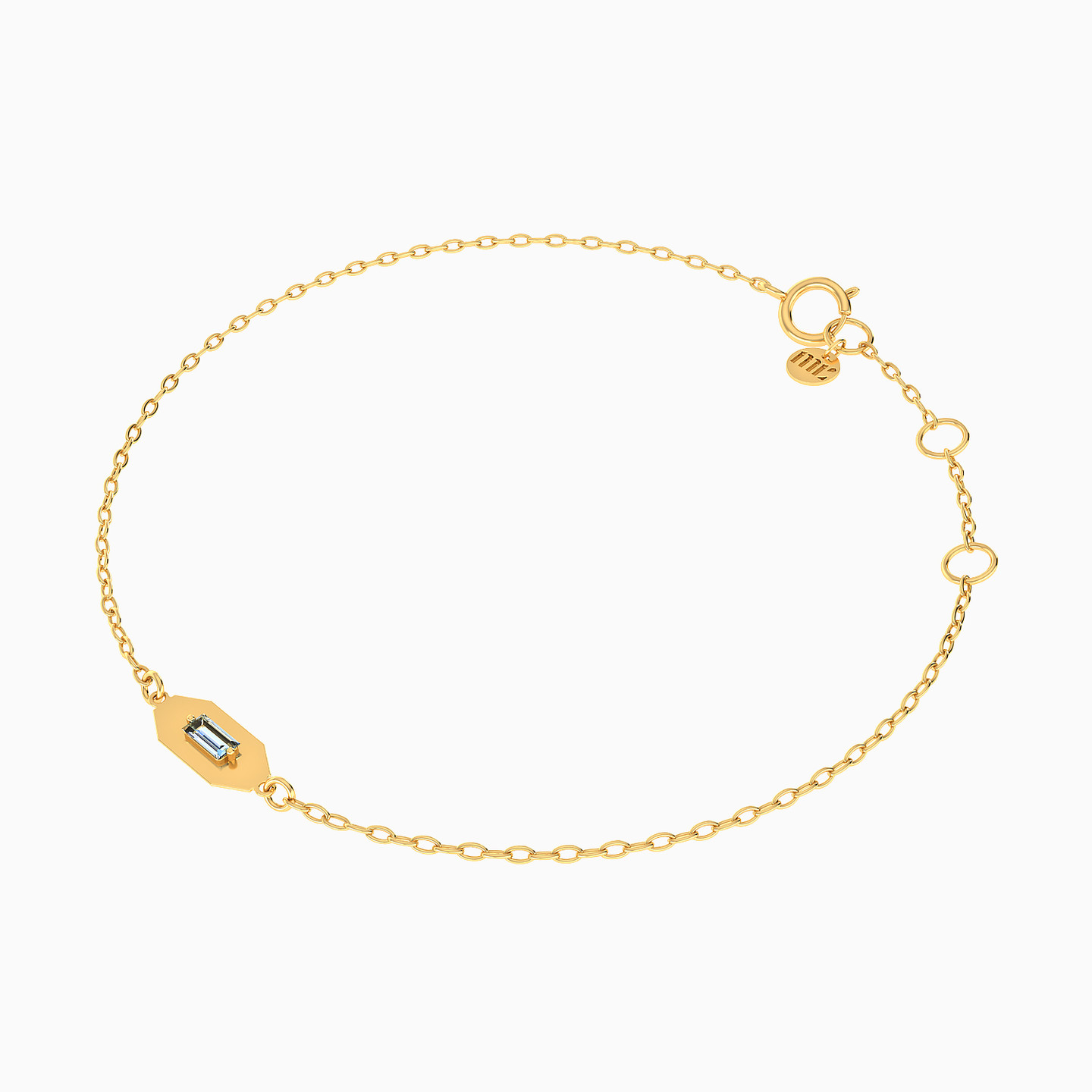 Baguette Colored Stone Chain Bracelet in 14K Gold - 2