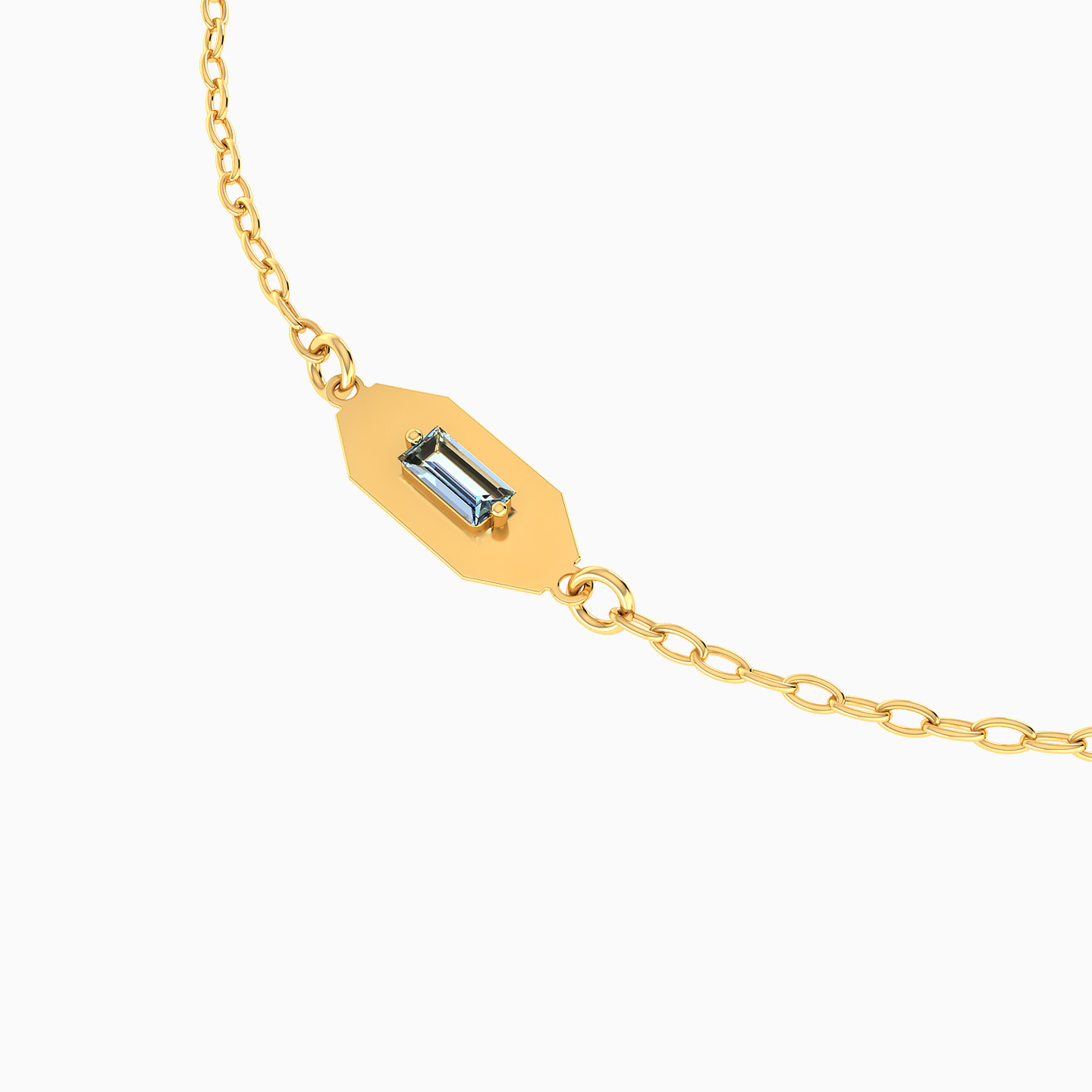 Baguette Colored Stone Chain Bracelet in 14K Gold - 3