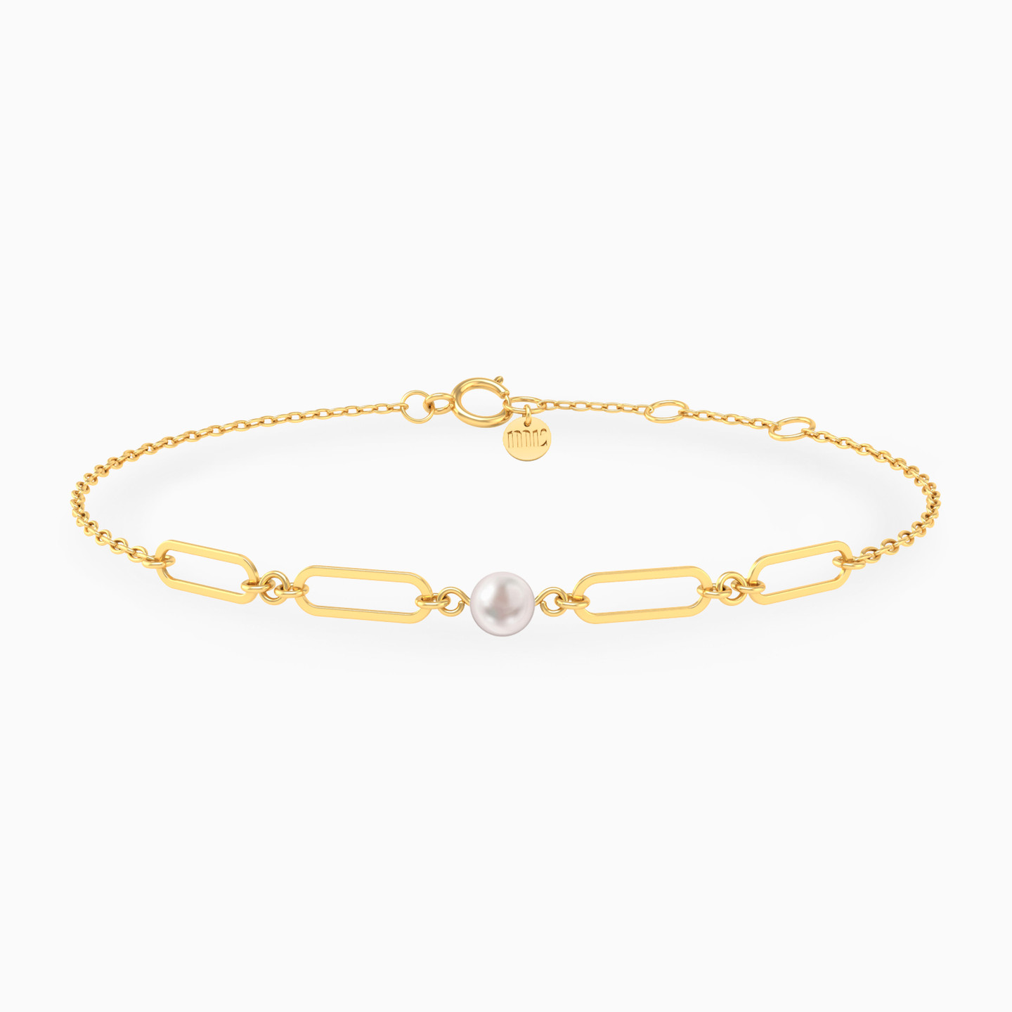 أسورة بسلسلة ذهب مستطيل عيار 14 قيراط مزينة بلؤلؤة أسورة بسلسلة ذهب مستطيل عيار 14 قيراط مزينة بلؤلؤة