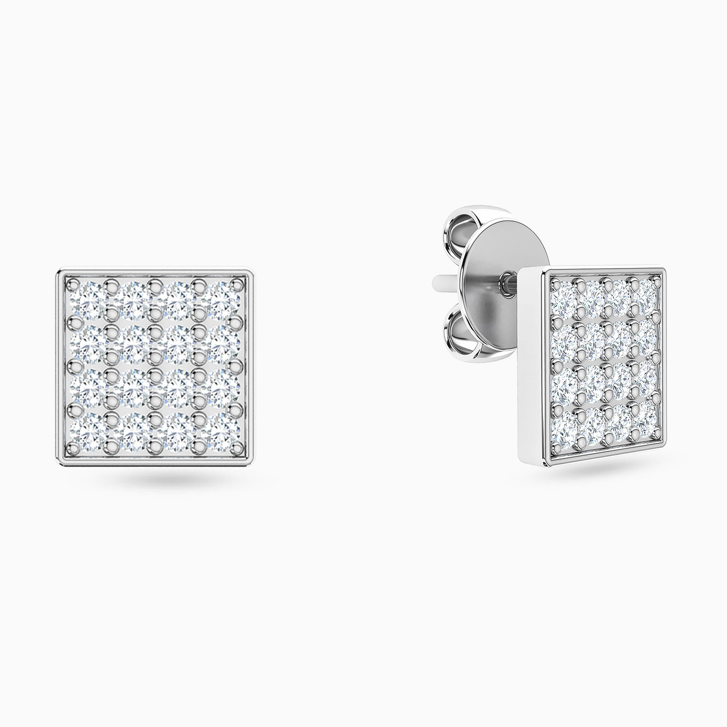 أقراط صغيرة ذهب مربعة عيار 18 قيراط مزينة بأحجار الزركون - 2 أقراط صغيرة ذهب مربعة عيار 18 قيراط مزينة بأحجار الزركون - 2