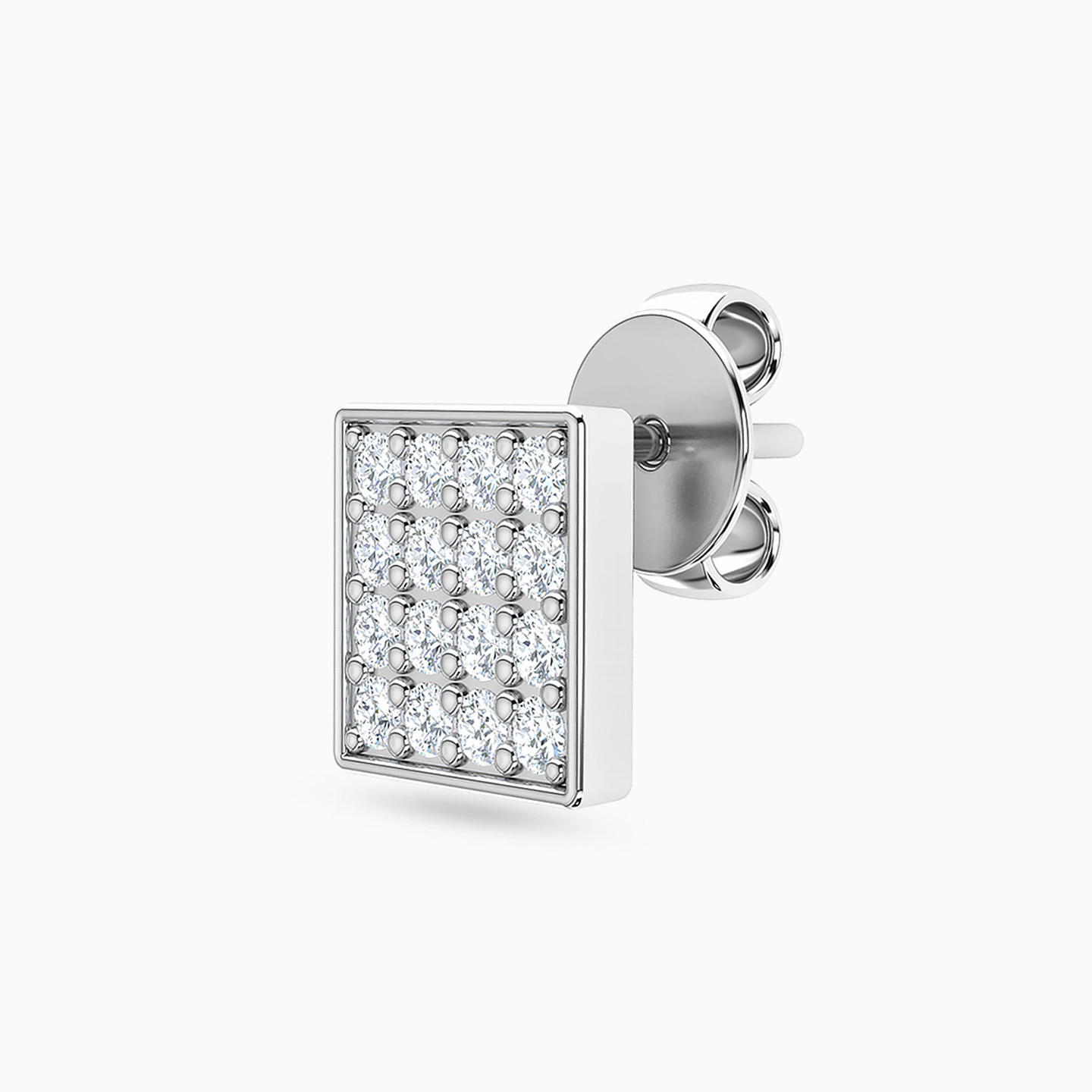 أقراط صغيرة ذهب مربعة عيار 18 قيراط مزينة بأحجار الزركون - 3 أقراط صغيرة ذهب مربعة عيار 18 قيراط مزينة بأحجار الزركون - 3