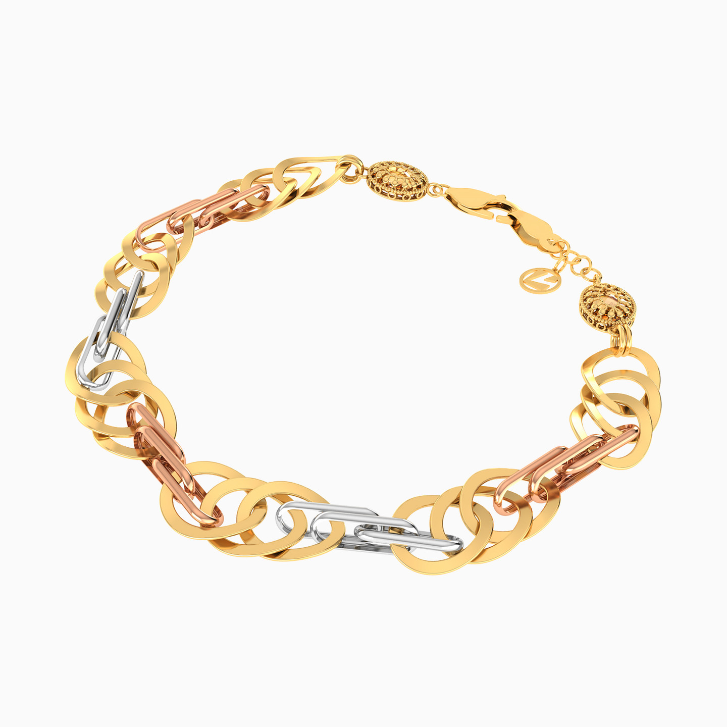 أسورة بسلسلة ذهب متعددة الأشكال عيار 18 قيراط - 2 أسورة بسلسلة ذهب متعددة الأشكال عيار 18 قيراط - 2