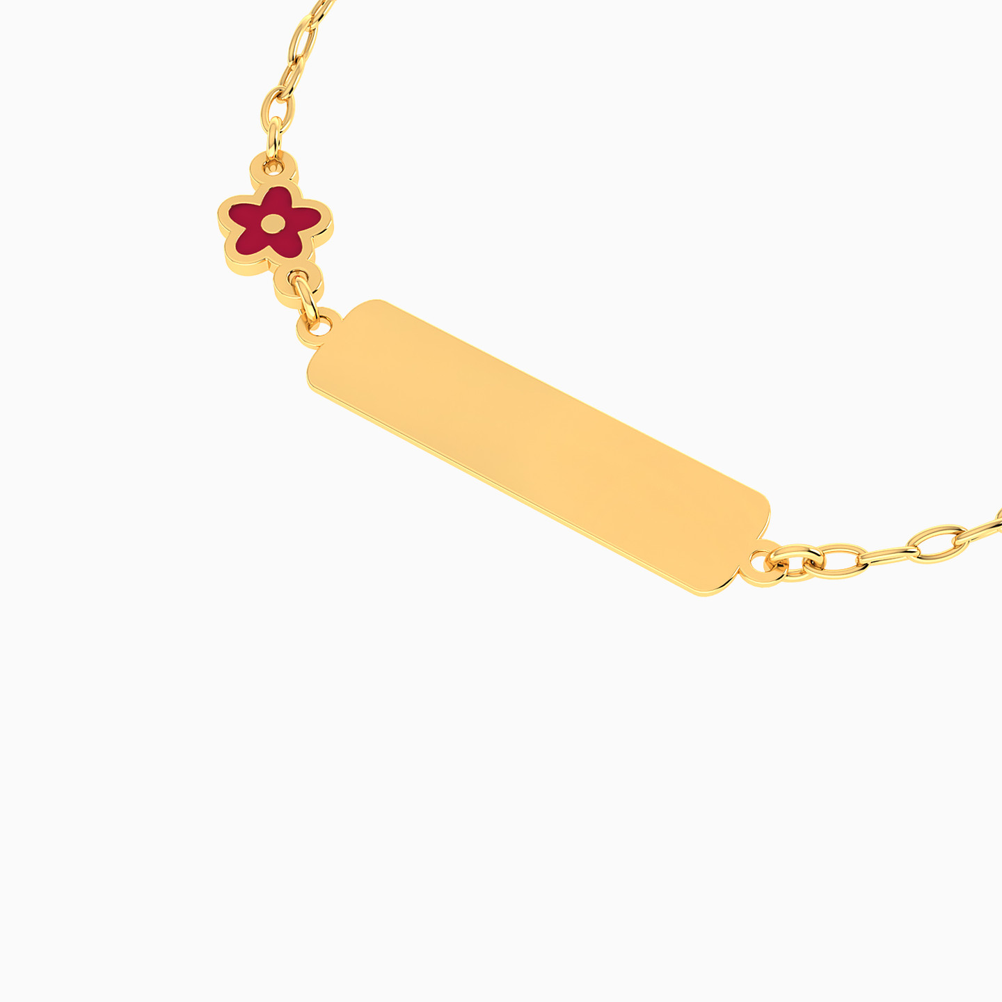 Kids Flower Enamel Coated Chain Bracelet in 14K Gold - 4 Kids Flower Enamel Coated Chain Bracelet in 14K Gold - 4
