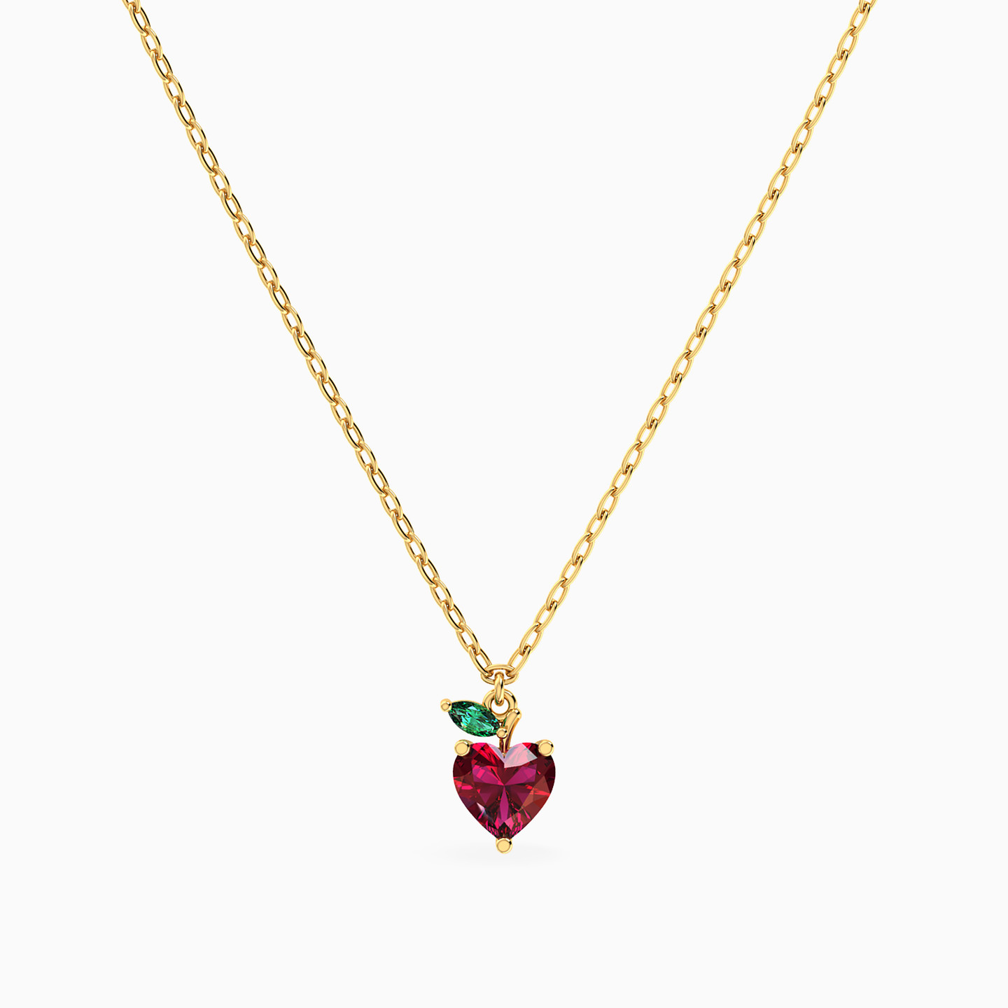 Kids Strawberry Colored Stones Necklace in 14K Gold Kids Strawberry Colored Stones Necklace in 14K Gold