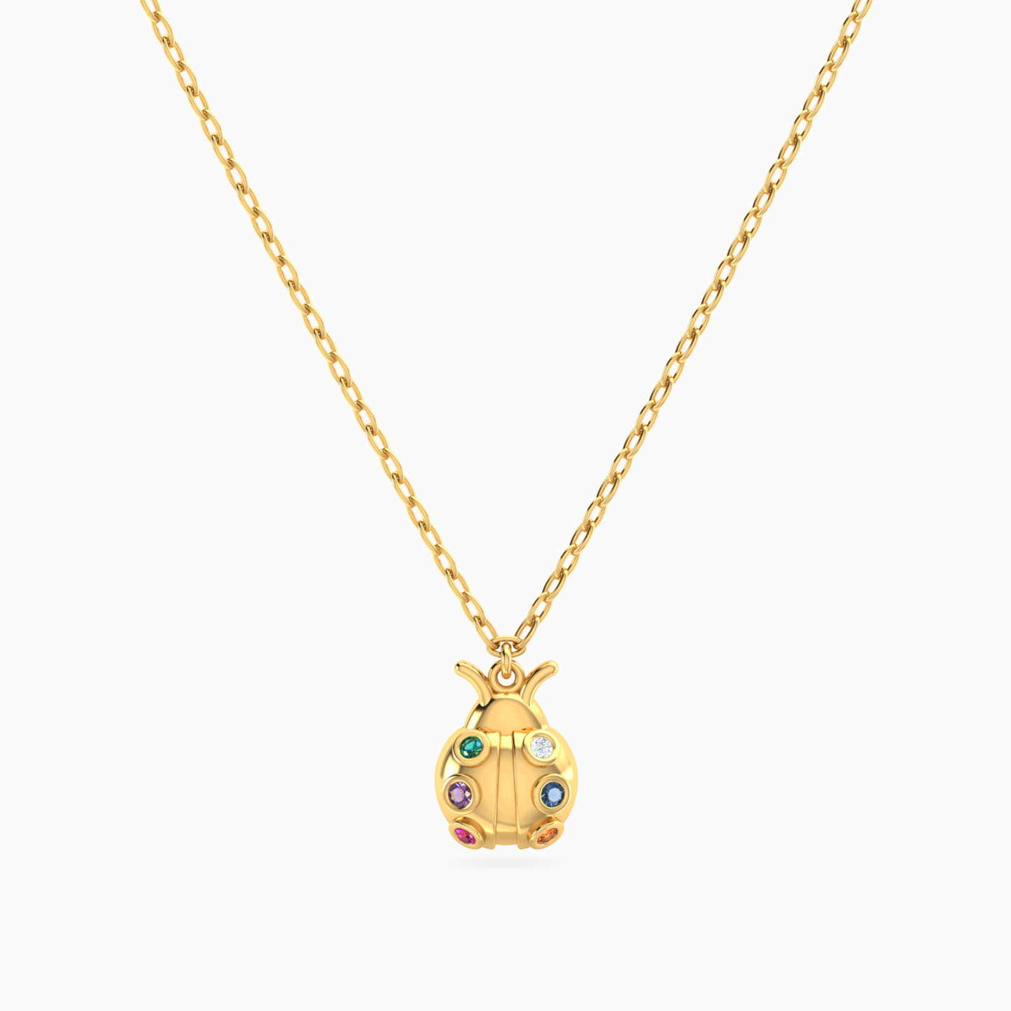 Kids Ladybug Enamel Coated Necklace in 14K Gold Kids Ladybug Enamel Coated Necklace in 14K Gold