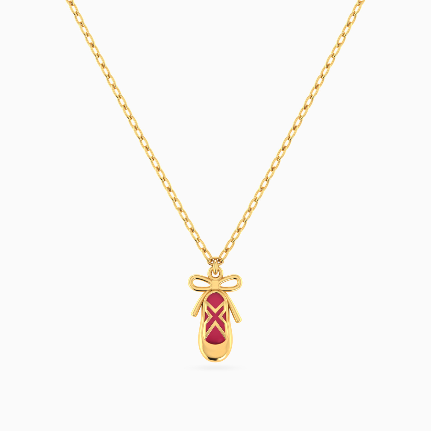 سلسلة ذهب حذاء باليه عيار 14 قيراط مطلية بالمينا للأطفال سلسلة ذهب حذاء باليه عيار 14 قيراط مطلية بالمينا للأطفال