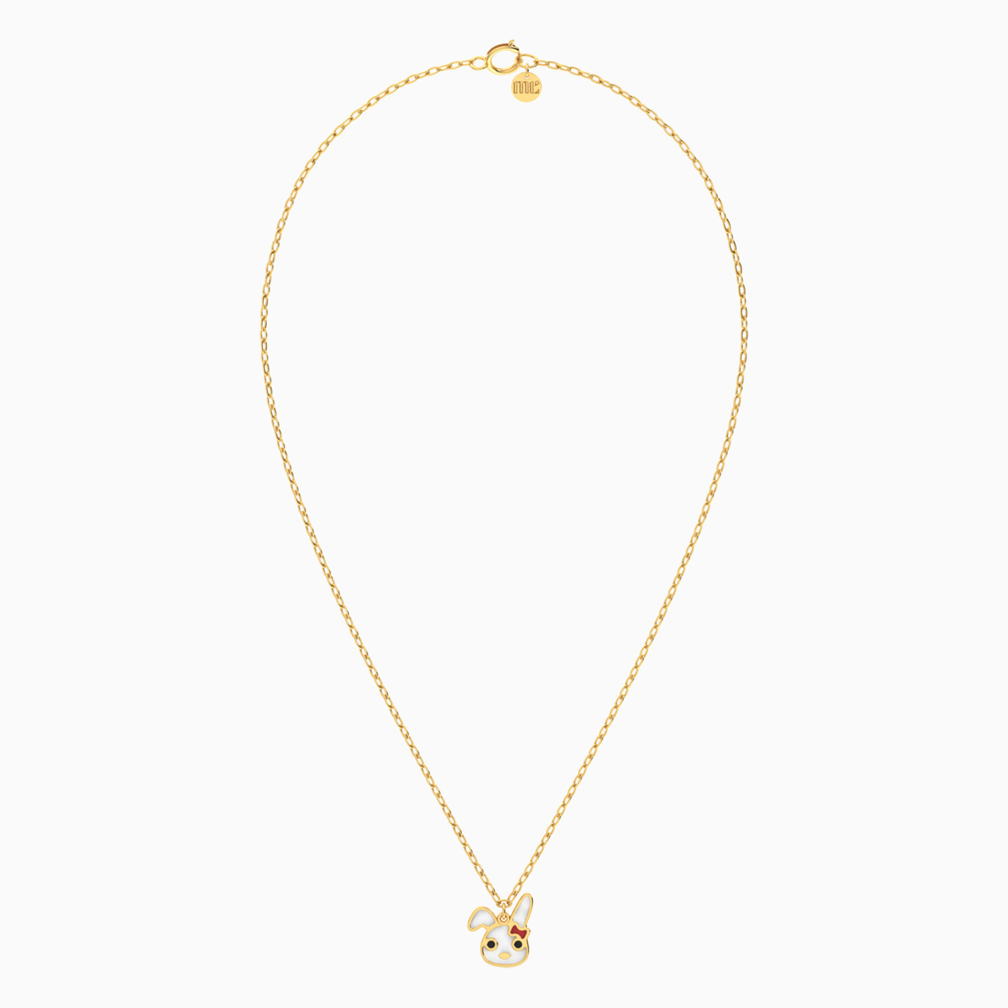 Kids Rabbit Enamel Coated Necklace in 14K Gold - 3 Kids Rabbit Enamel Coated Necklace in 14K Gold - 3