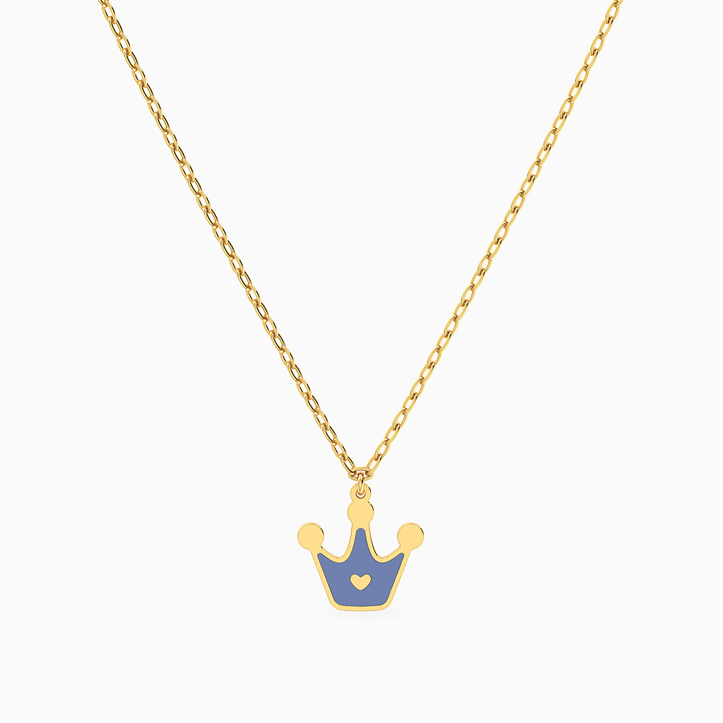 Kids Crown Enamel Coated Necklace in 14K Gold Kids Crown Enamel Coated Necklace in 14K Gold