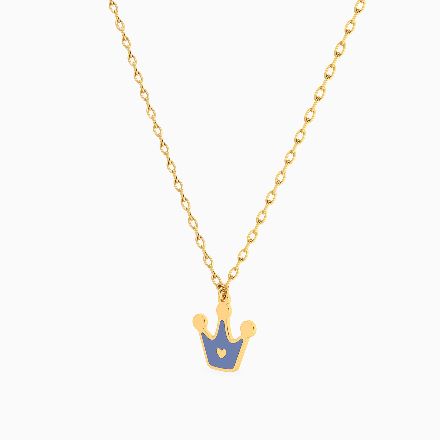 Kids Crown Enamel Coated Necklace in 14K Gold - 2 Kids Crown Enamel Coated Necklace in 14K Gold - 2