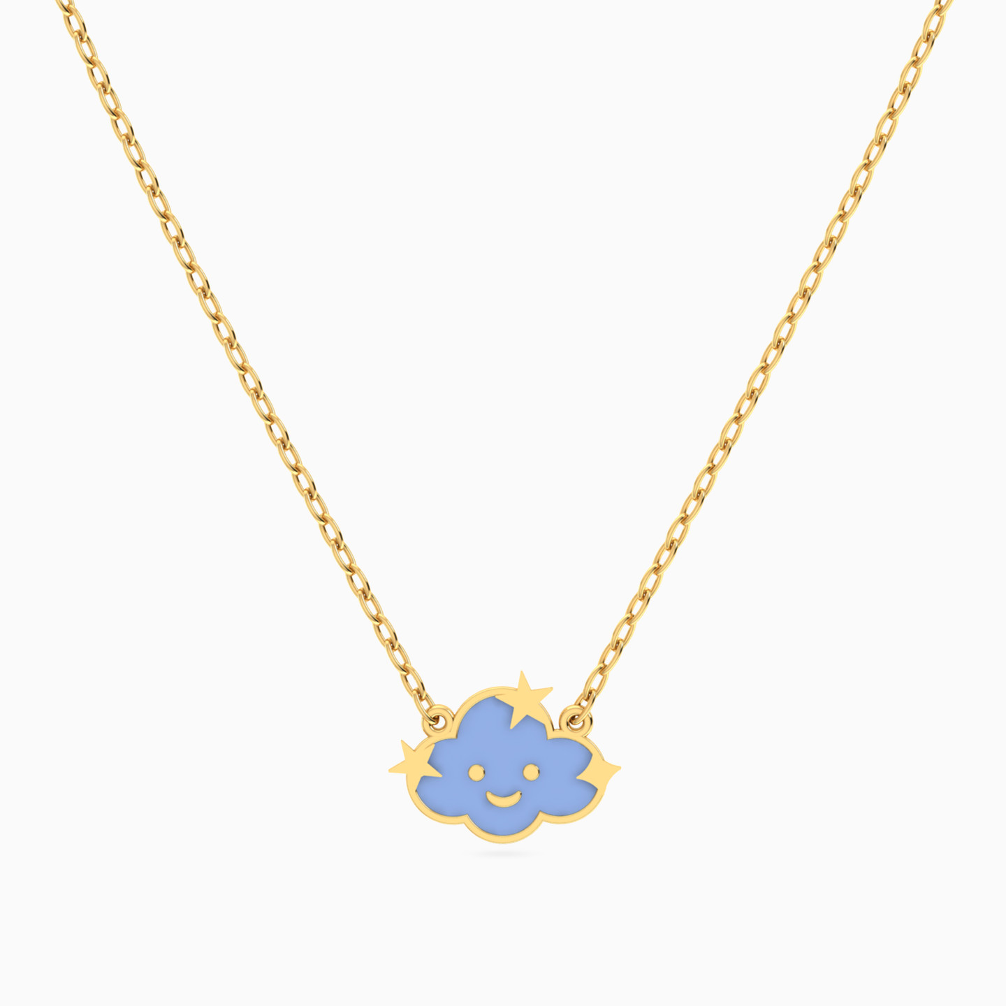 Kids Cloud Enamel Coated Necklace in 14K Gold Kids Cloud Enamel Coated Necklace in 14K Gold