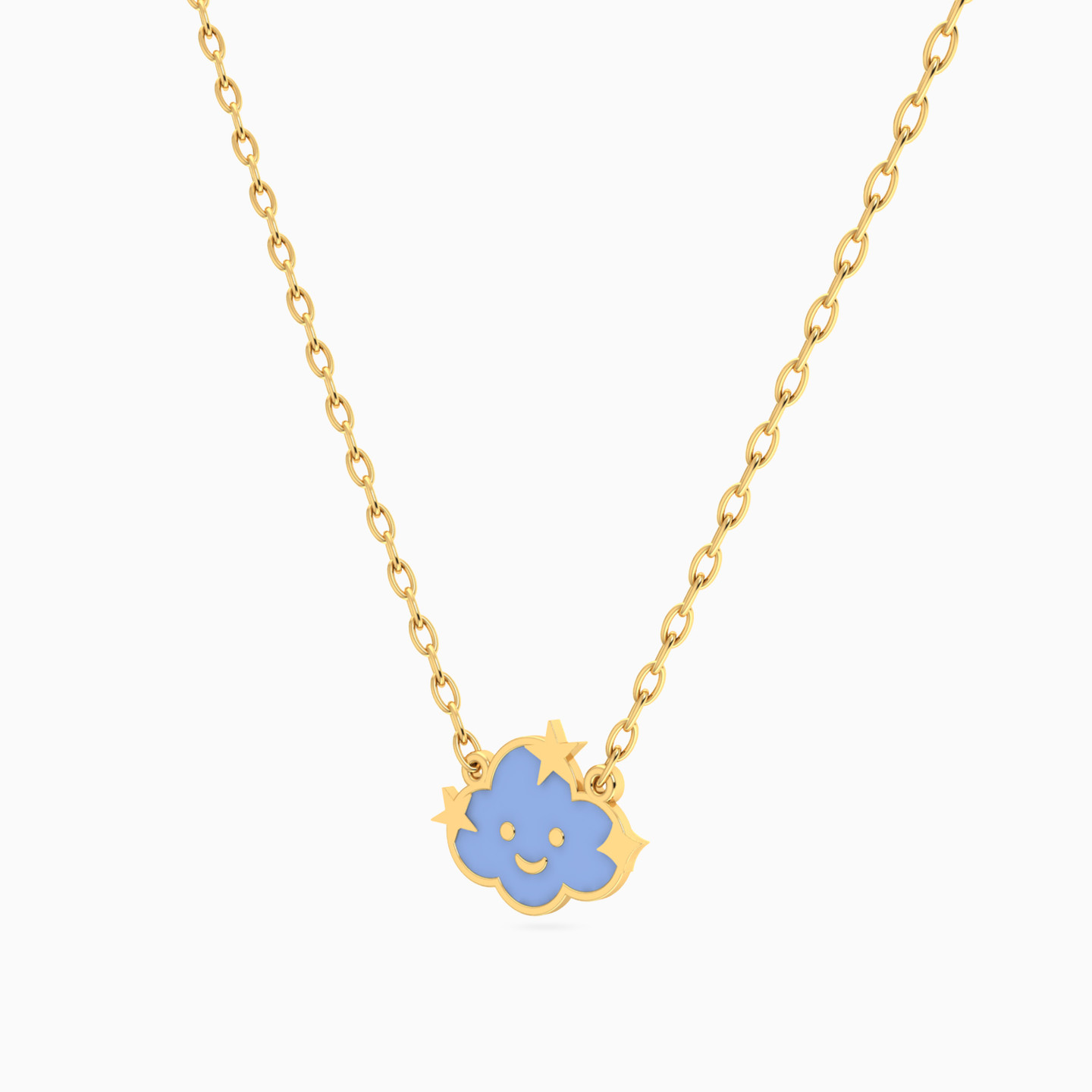 Kids Cloud Enamel Coated Necklace in 14K Gold - 2 Kids Cloud Enamel Coated Necklace in 14K Gold - 2