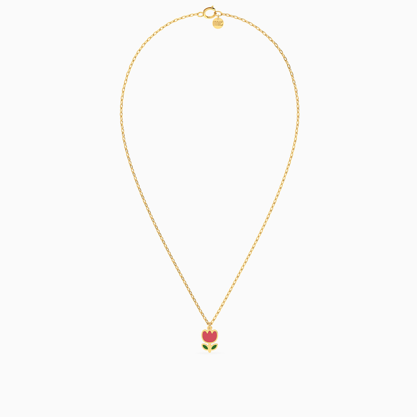 Kids Tulip Enamel Coated Necklace in 14K Gold - 3 Kids Tulip Enamel Coated Necklace in 14K Gold - 3