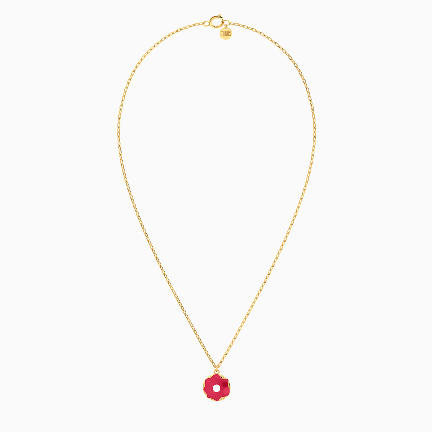 Kids Donut Enamel Coated Necklace in 14K Gold - 3 Kids Donut Enamel Coated Necklace in 14K Gold - 3