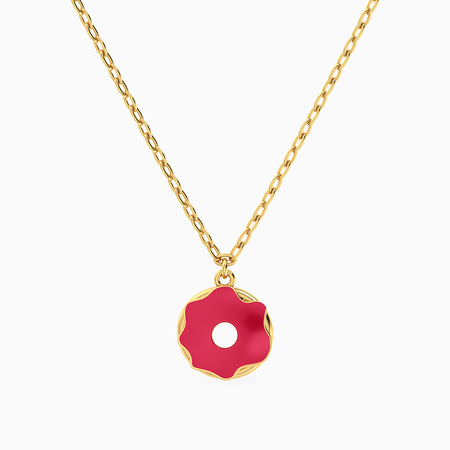 Kids Donut Enamel Coated Necklace in 14K Gold Kids Donut Enamel Coated Necklace in 14K Gold