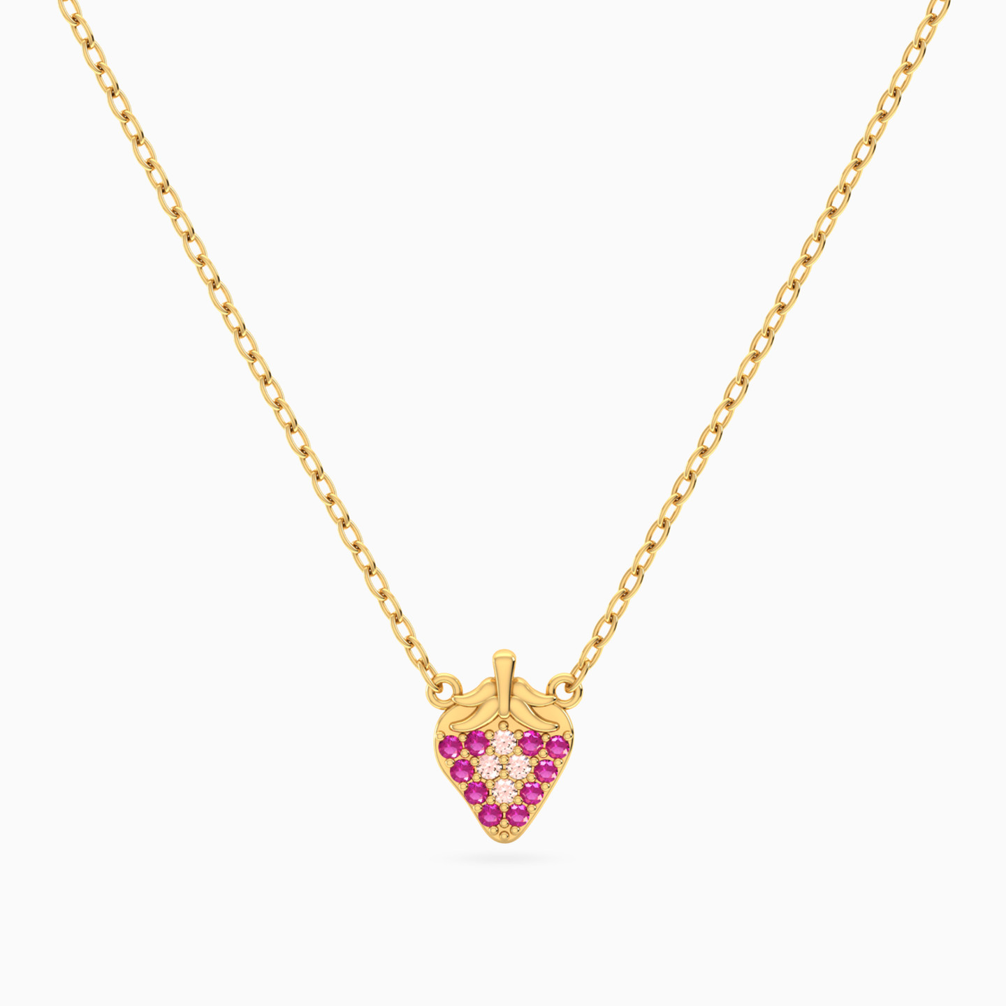 Kids Strawberry Rose Stone Necklace in 14K Gold Kids Strawberry Rose Stone Necklace in 14K Gold