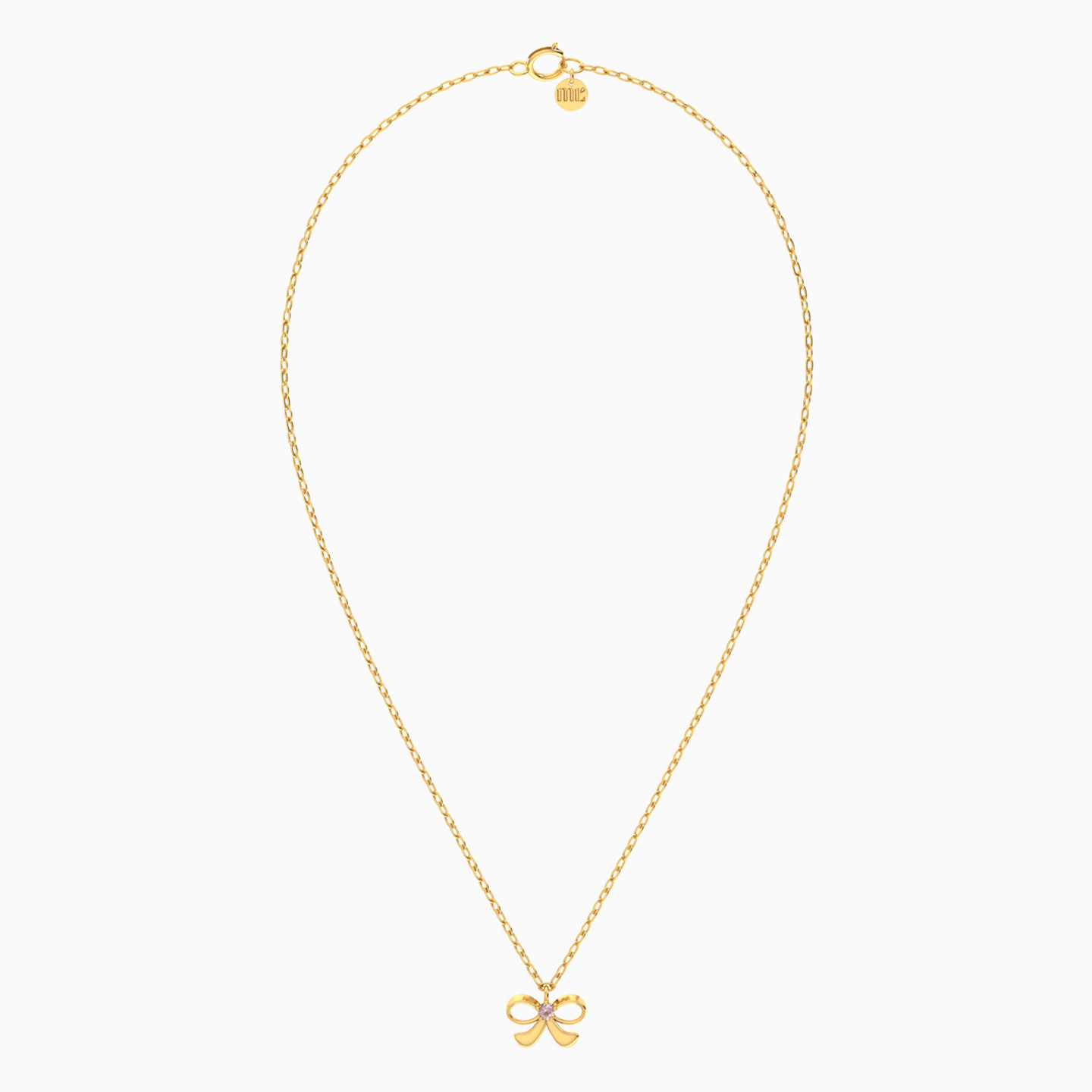 سلسلة ذهب فيونكة عيار 14 قيراط مزينة بحجر بنفسجي للأطفال - 3 سلسلة ذهب فيونكة عيار 14 قيراط مزينة بحجر بنفسجي للأطفال - 3