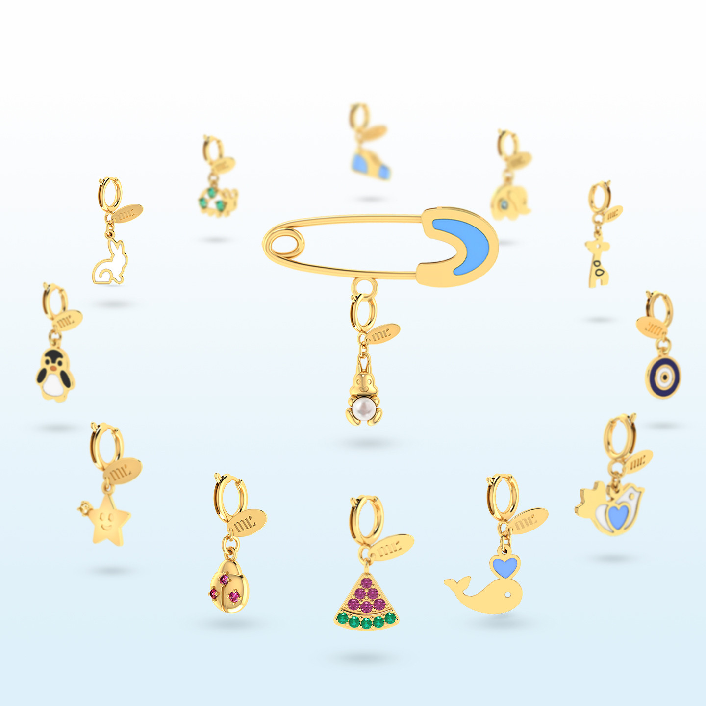 Kids Pin Enamel Coated Pendant in 14K Gold - 5 Kids Pin Enamel Coated Pendant in 14K Gold - 5