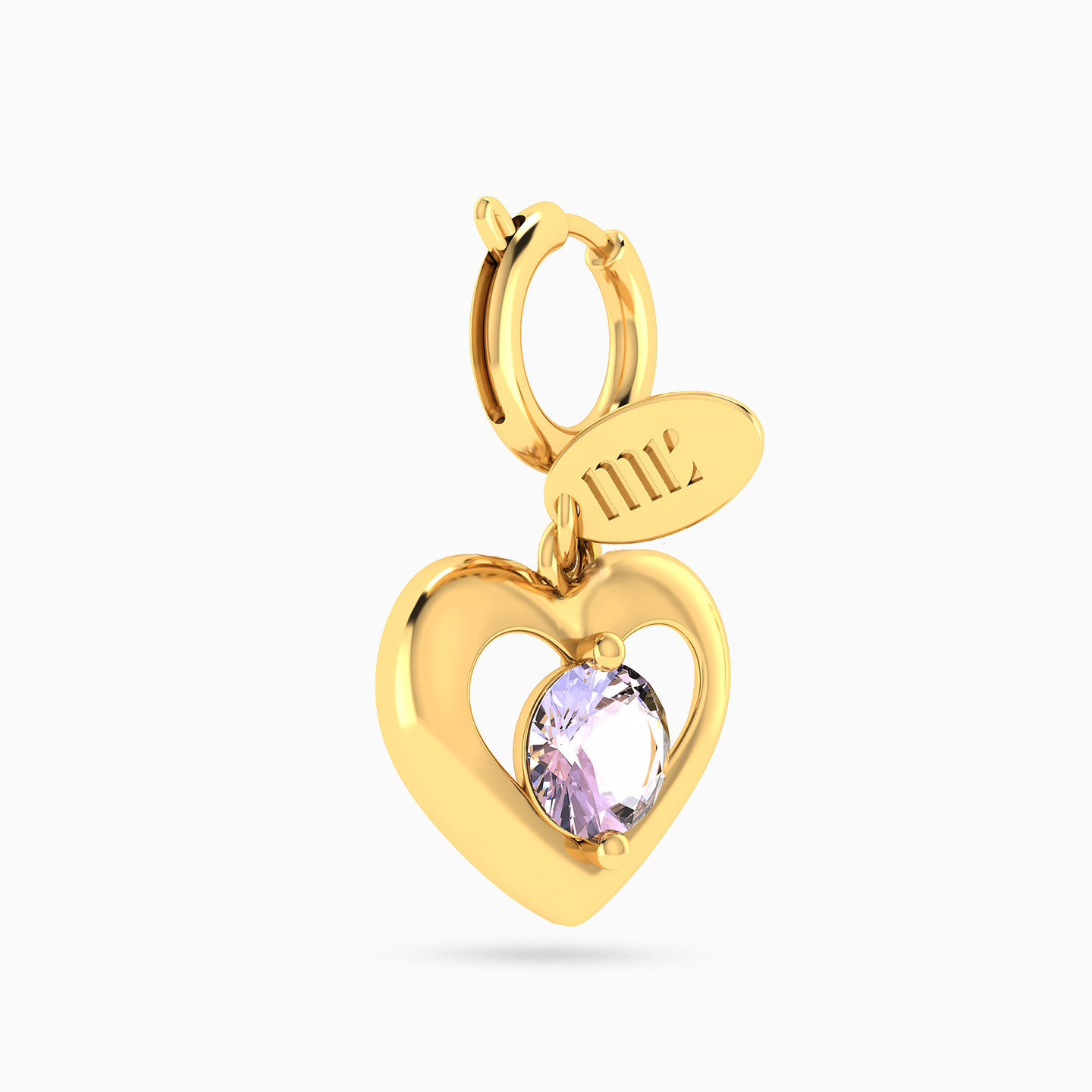 Kids Heart Purple Stone Charm in 14K Gold - 4 Kids Heart Purple Stone Charm in 14K Gold - 4