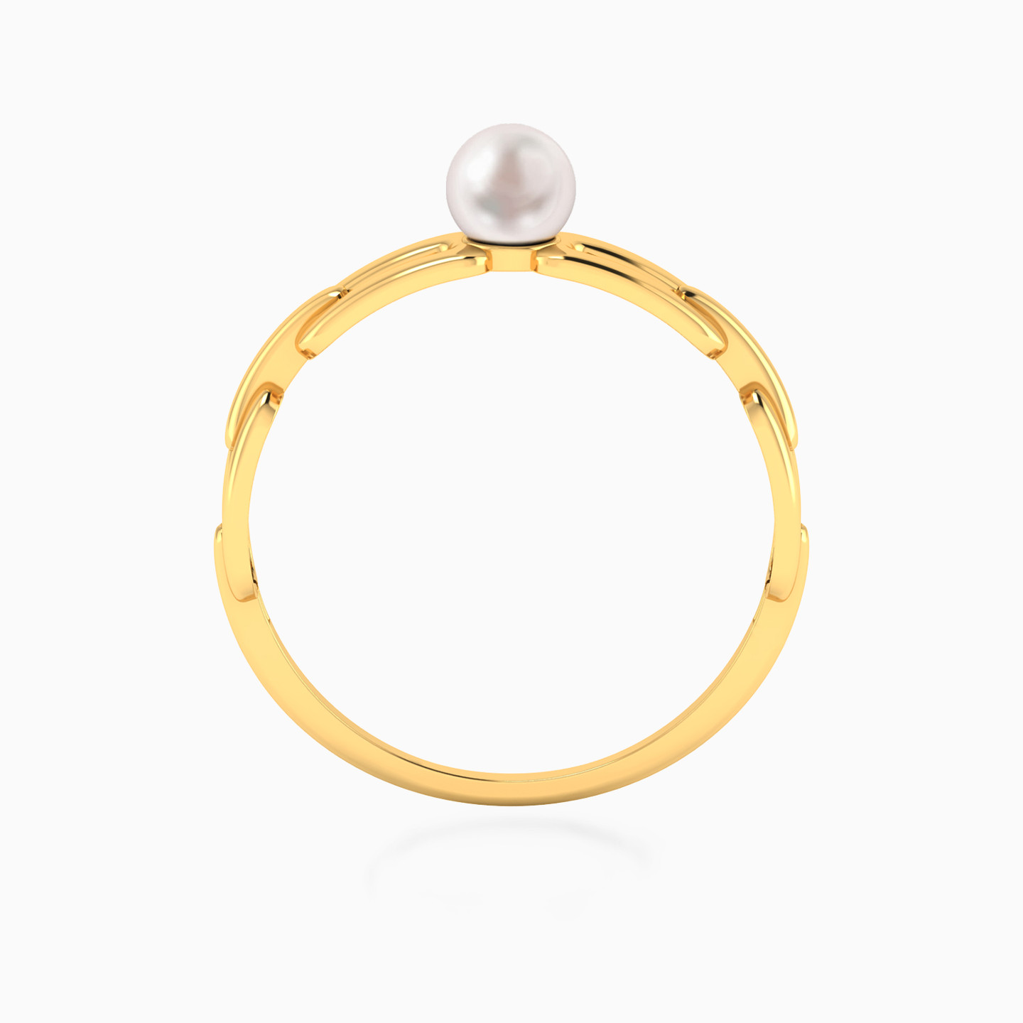 Chain Colored Stones & Pearl Ring in 14K Gold - 4 Chain Colored Stones & Pearl Ring in 14K Gold - 4