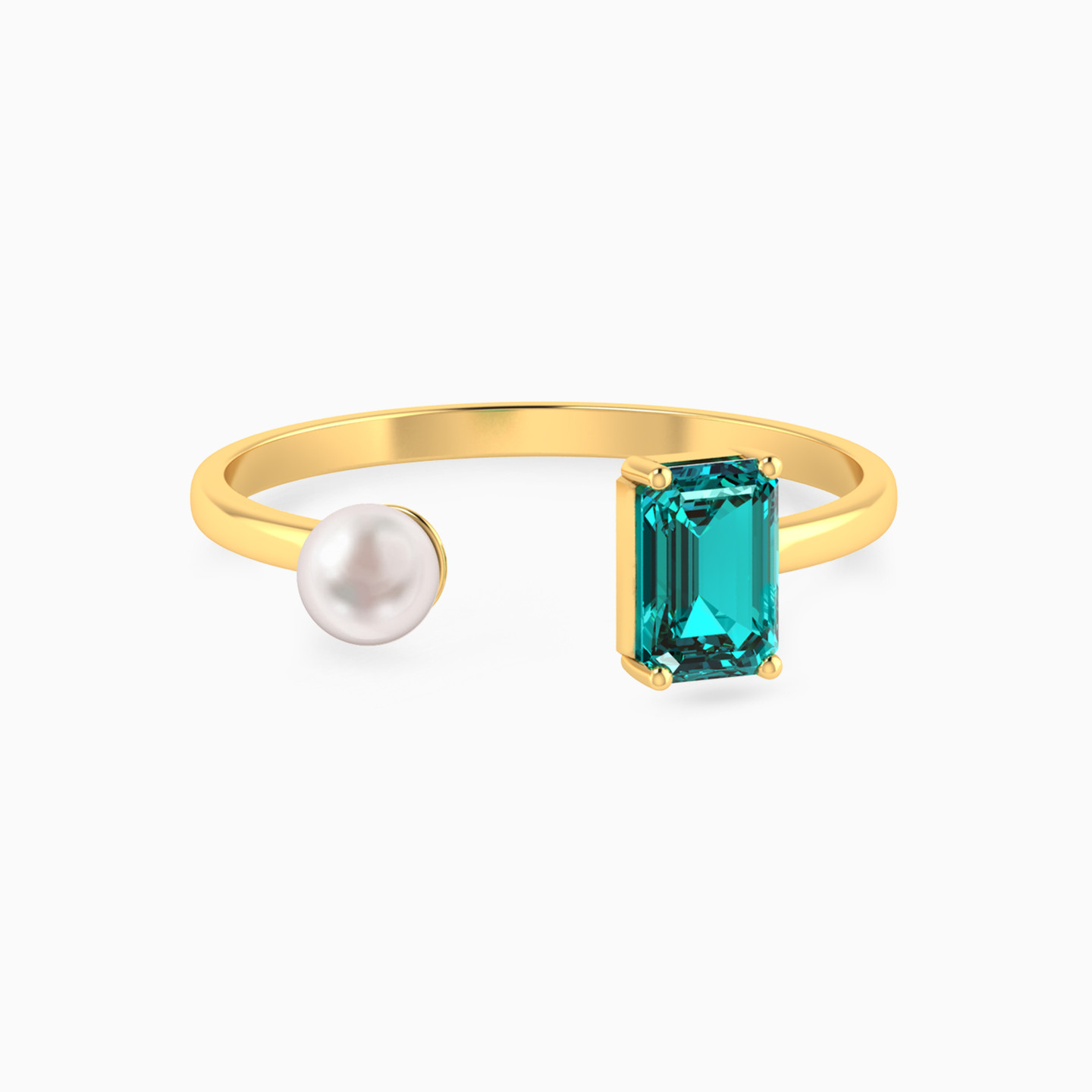 خاتم برأس مزدوجة ذهب عيار 14 قيراط مزين بالأحجار الملونة واللؤلؤ خاتم برأس مزدوجة ذهب عيار 14 قيراط مزين بالأحجار الملونة واللؤلؤ