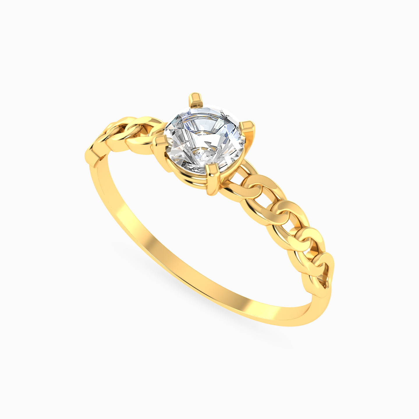 Clear Stone Ring in 14K Gold - 3 Clear Stone Ring in 14K Gold - 3