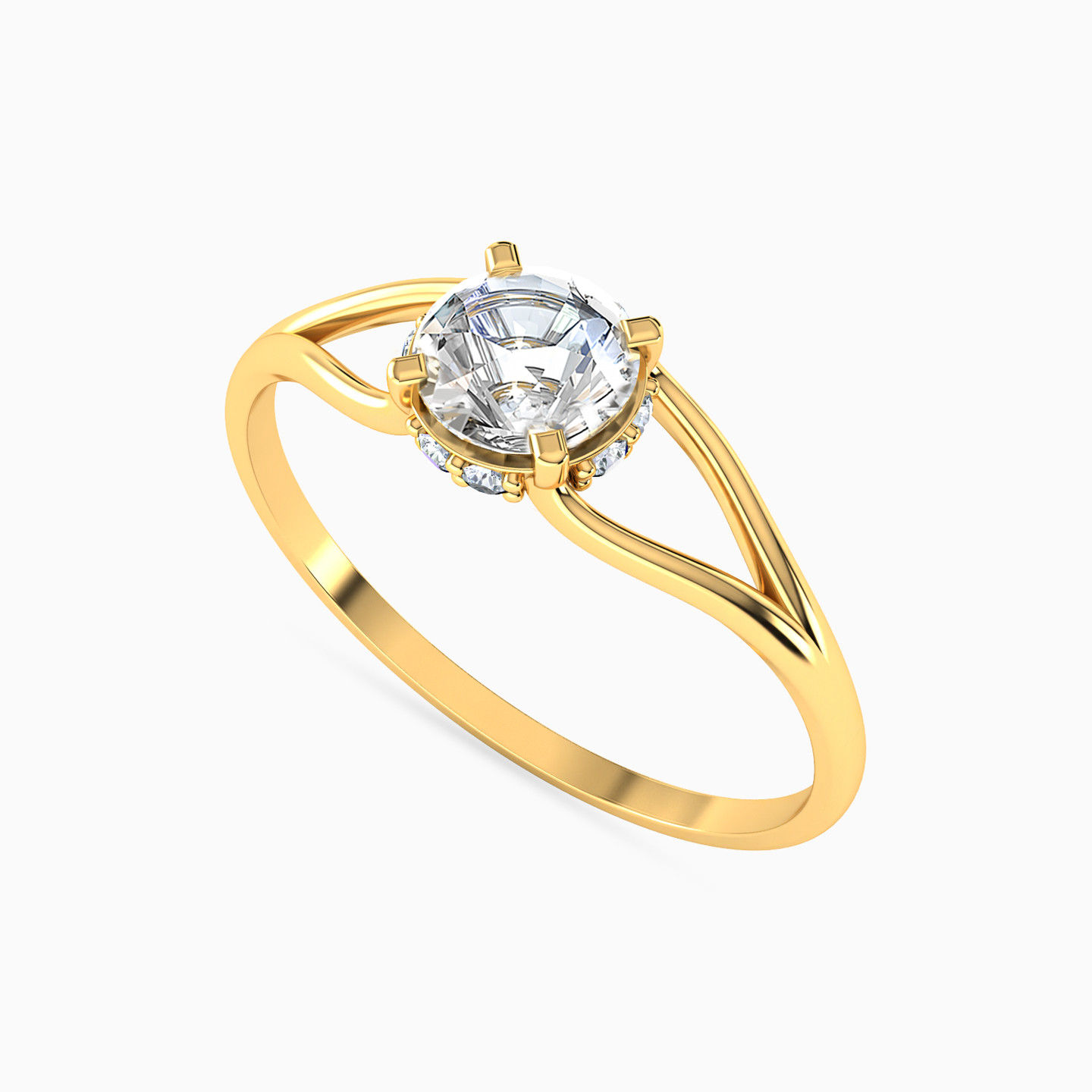 Clear Stone Ring in 14K Gold - 3 Clear Stone Ring in 14K Gold - 3
