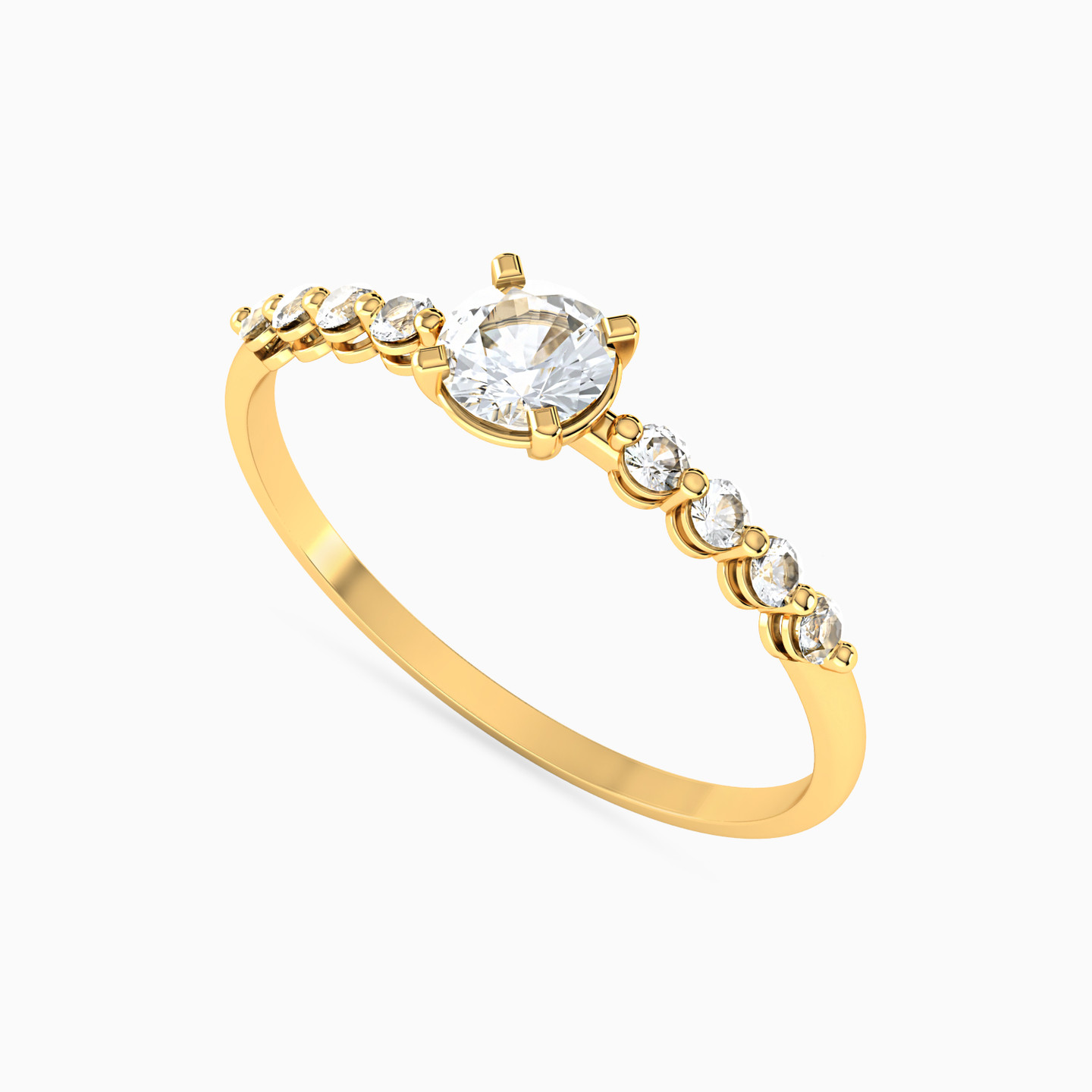 Clear Stone Ring in 14K Gold - 3 Clear Stone Ring in 14K Gold - 3