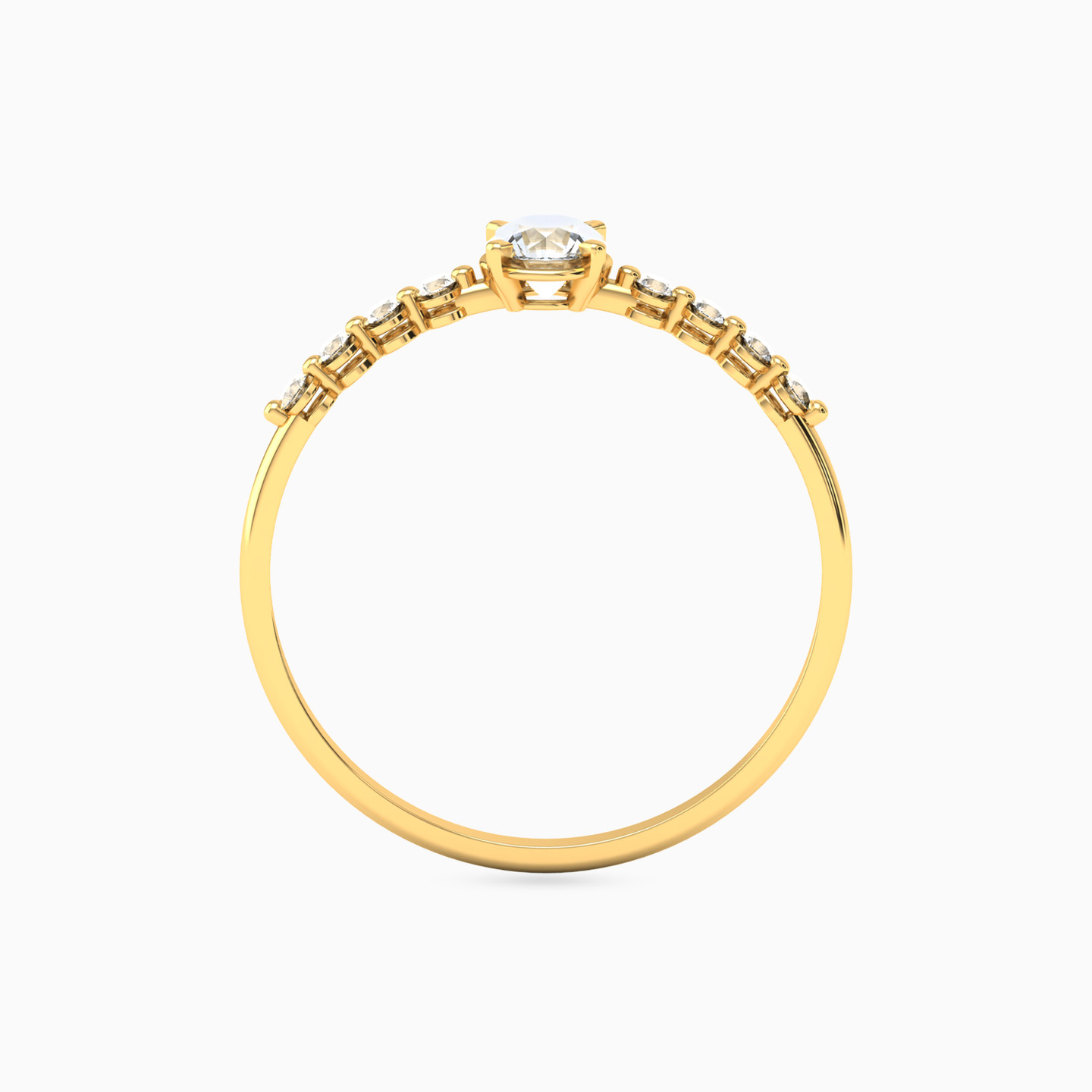 Clear Stone Ring in 14K Gold - 4 Clear Stone Ring in 14K Gold - 4