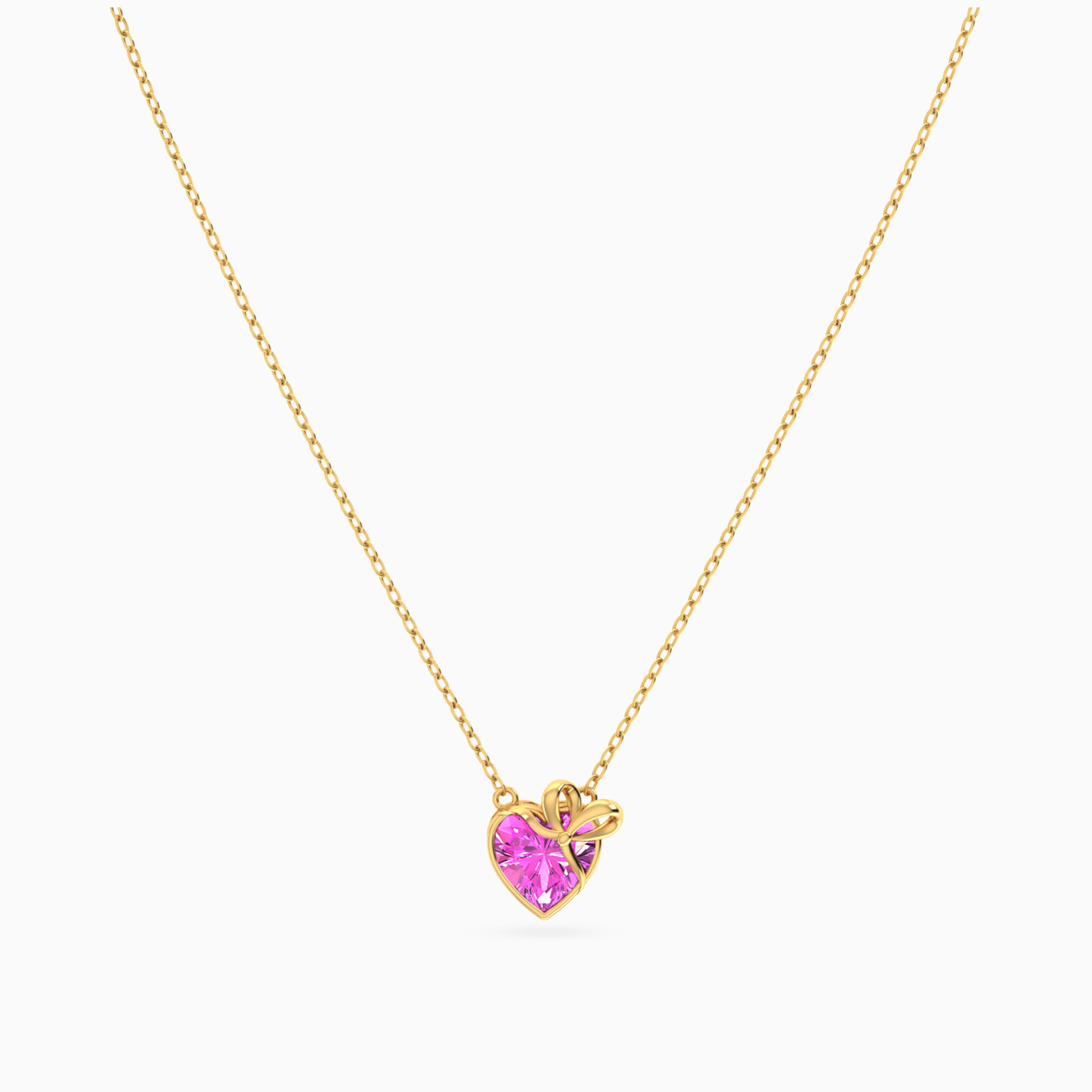 【HYERES LOR】23SS★ Erite23 SV(Y) Pave Necklace 45CM Heart & Bow Rose Stone Necklace In 14K Gold | Miss L' Egypt