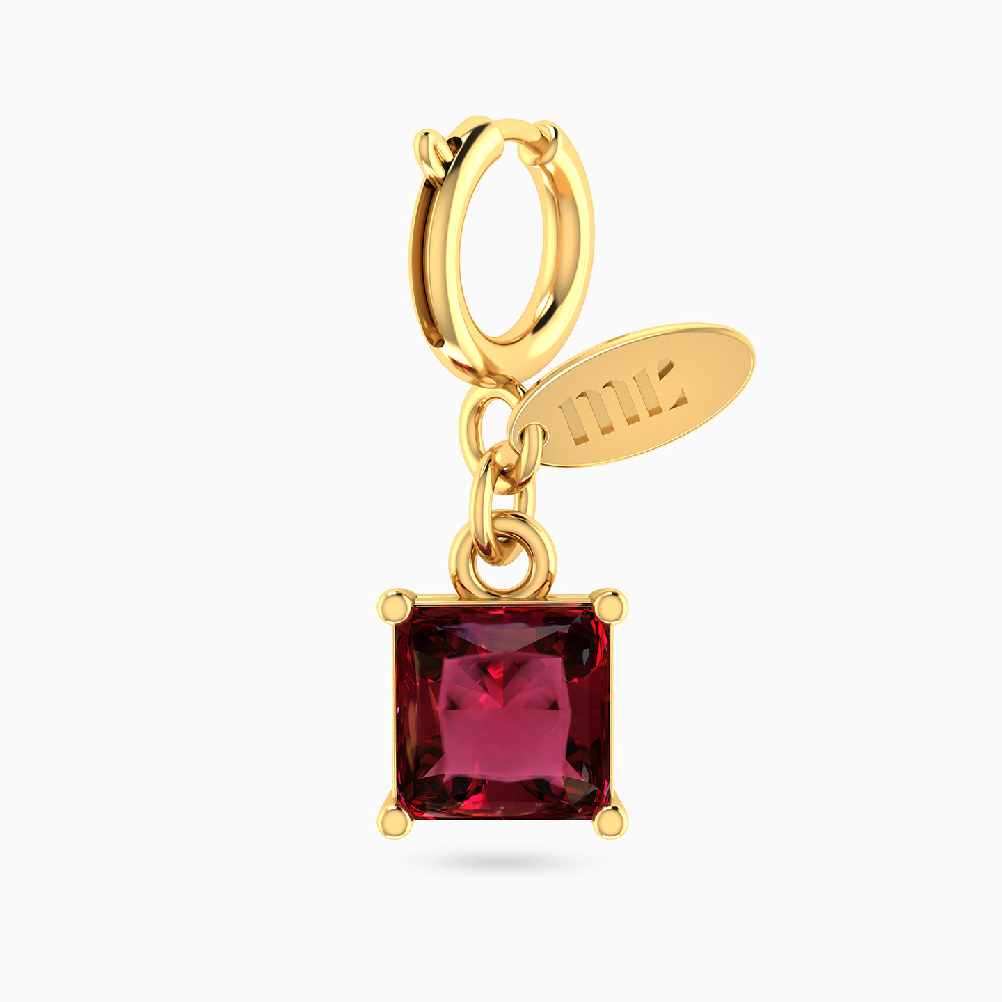 Square Red Stone Charm In 14K Gold Square Red Stone Charm In 14K Gold