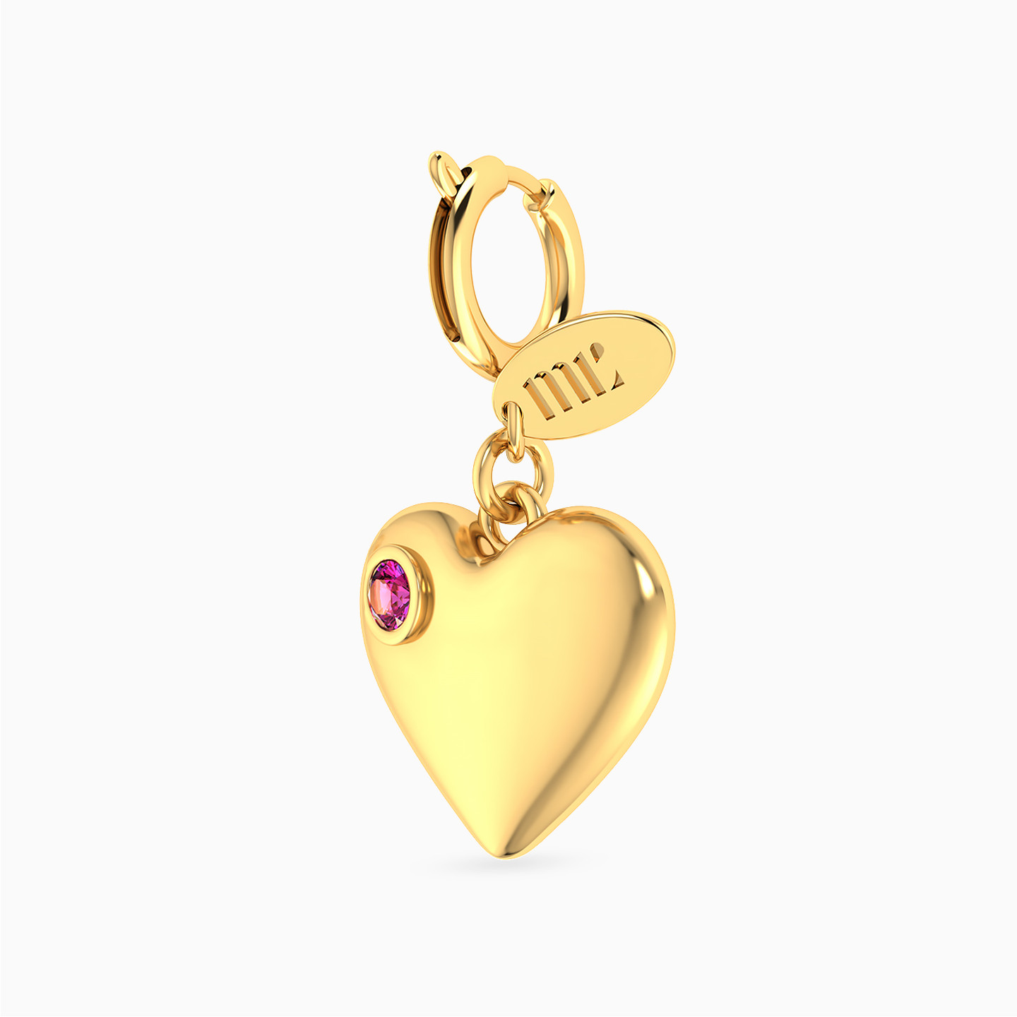 دلاية ذهب قلب عيار 14 قيراط مزينة بحجر وردي - 2 دلاية ذهب قلب عيار 14 قيراط مزينة بحجر وردي - 2