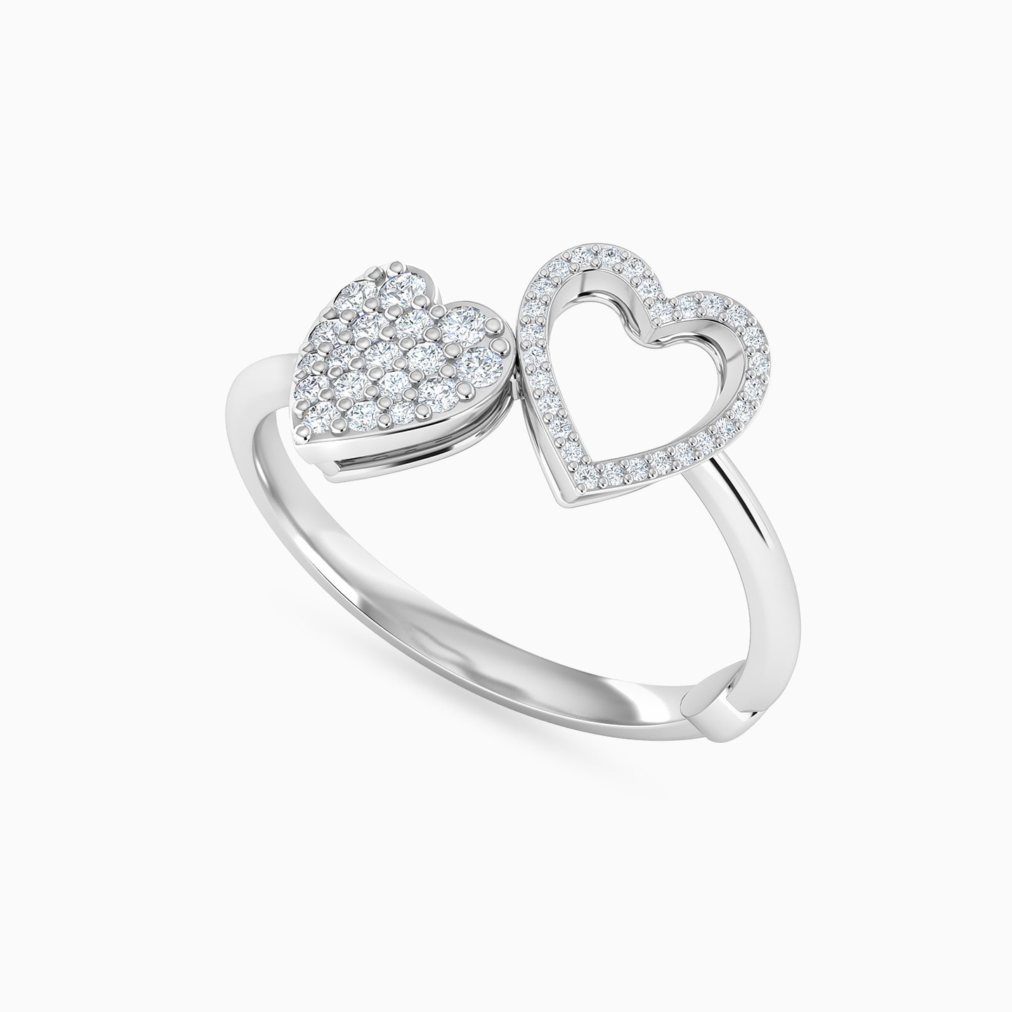 خاتم ذهب شكل قلب عيار 18 قيراط مزينة بالألماس - 3 خاتم ذهب شكل قلب عيار 18 قيراط مزينة بالألماس - 3