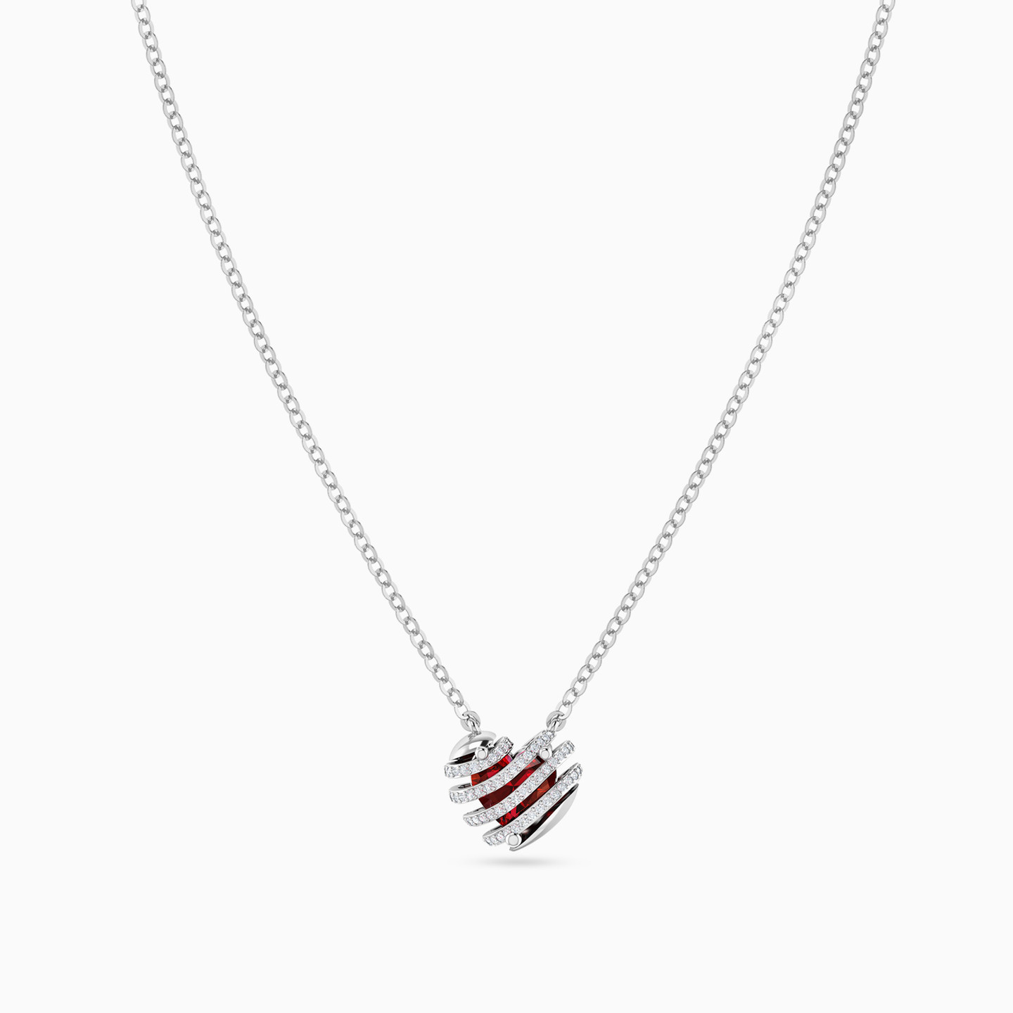 Heart Red Stone & Diamonds Necklace in 18K Gold - 3 Heart Red Stone & Diamonds Necklace in 18K Gold - 3
