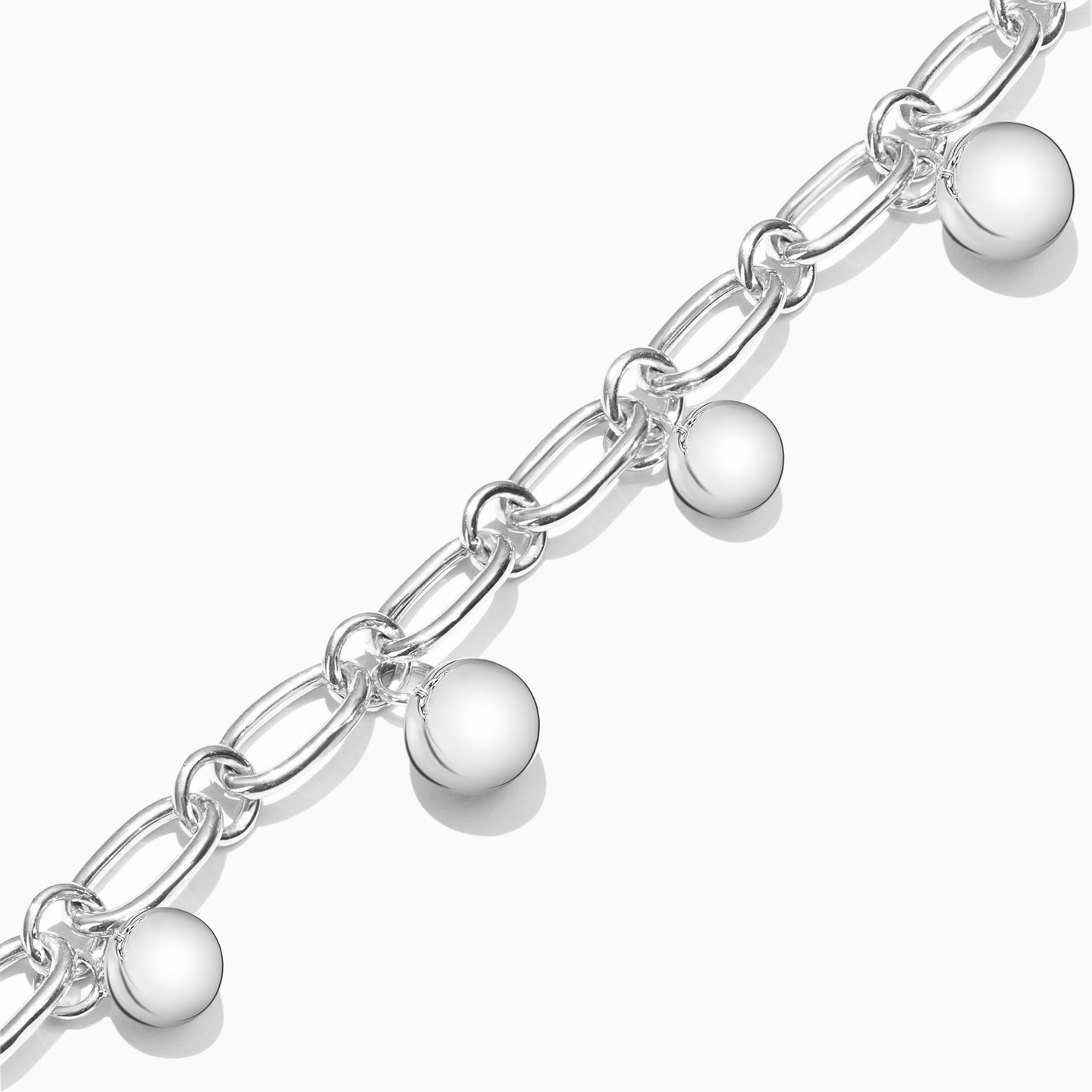 Circles Charms Chain Bracelet in Silver - 2 Circles Charms Chain Bracelet in Silver - 2