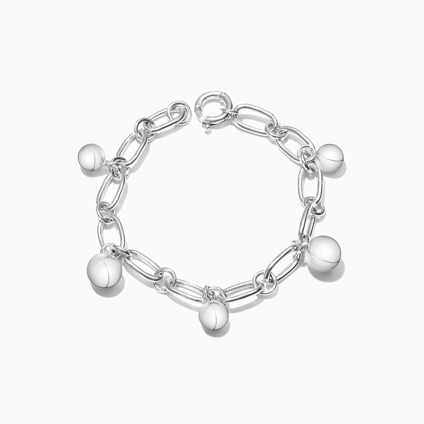 Circles Charms Chain Bracelet in Silver Circles Charms Chain Bracelet in Silver