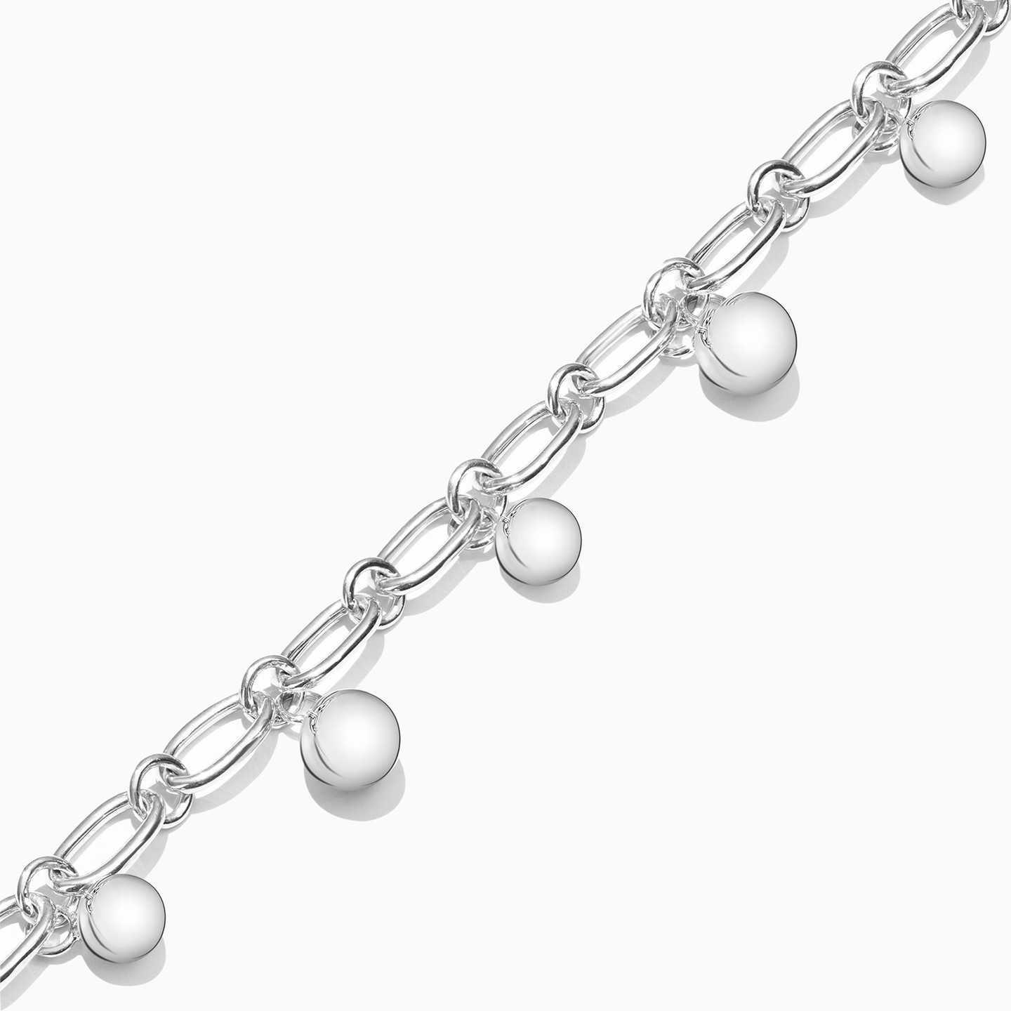 أسورة بسلسلة بدلايات دائرية صغيرة من الفضة - 3 أسورة بسلسلة بدلايات دائرية صغيرة من الفضة - 3