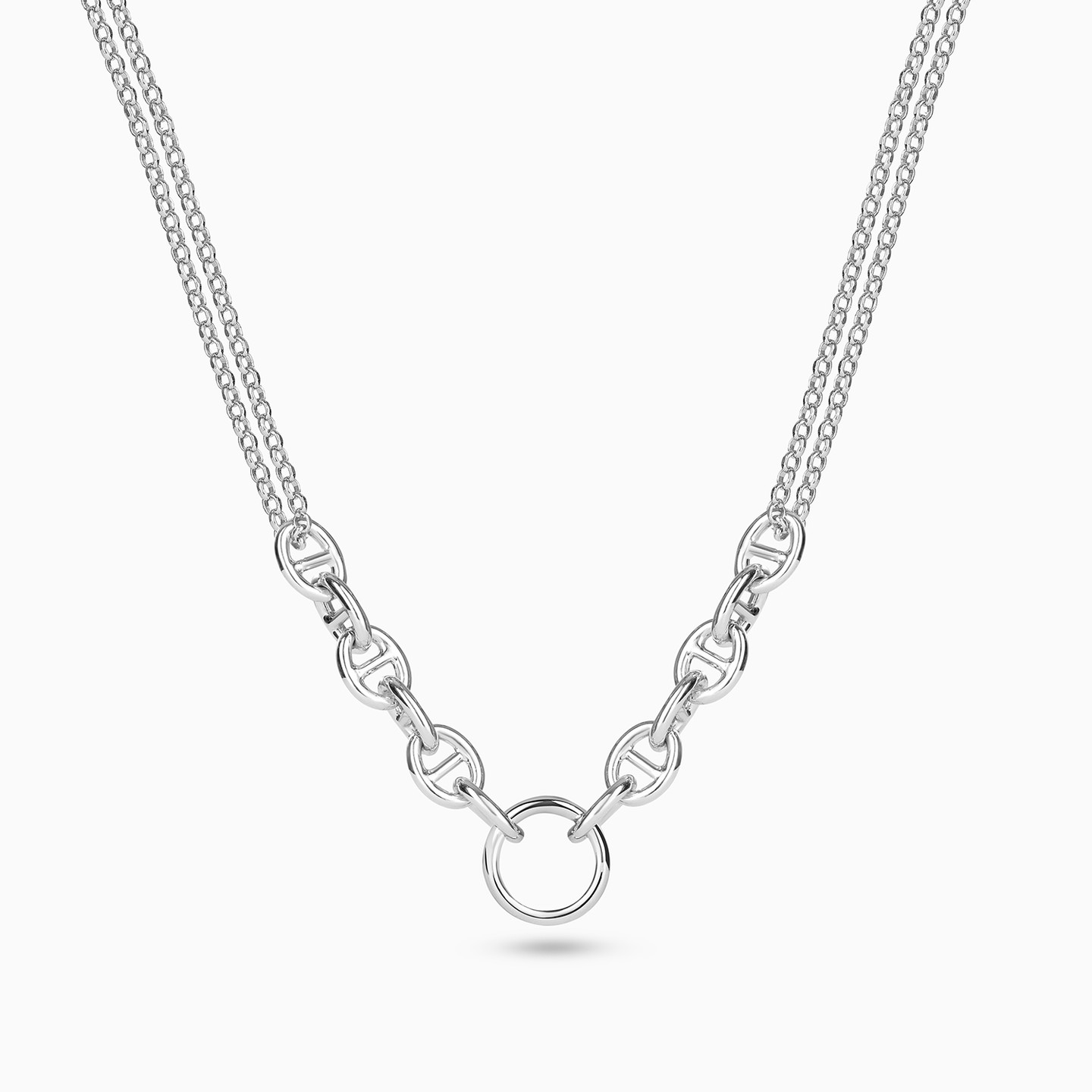 Circle Chain Necklace in Silver - 3 Circle Chain Necklace in Silver - 3