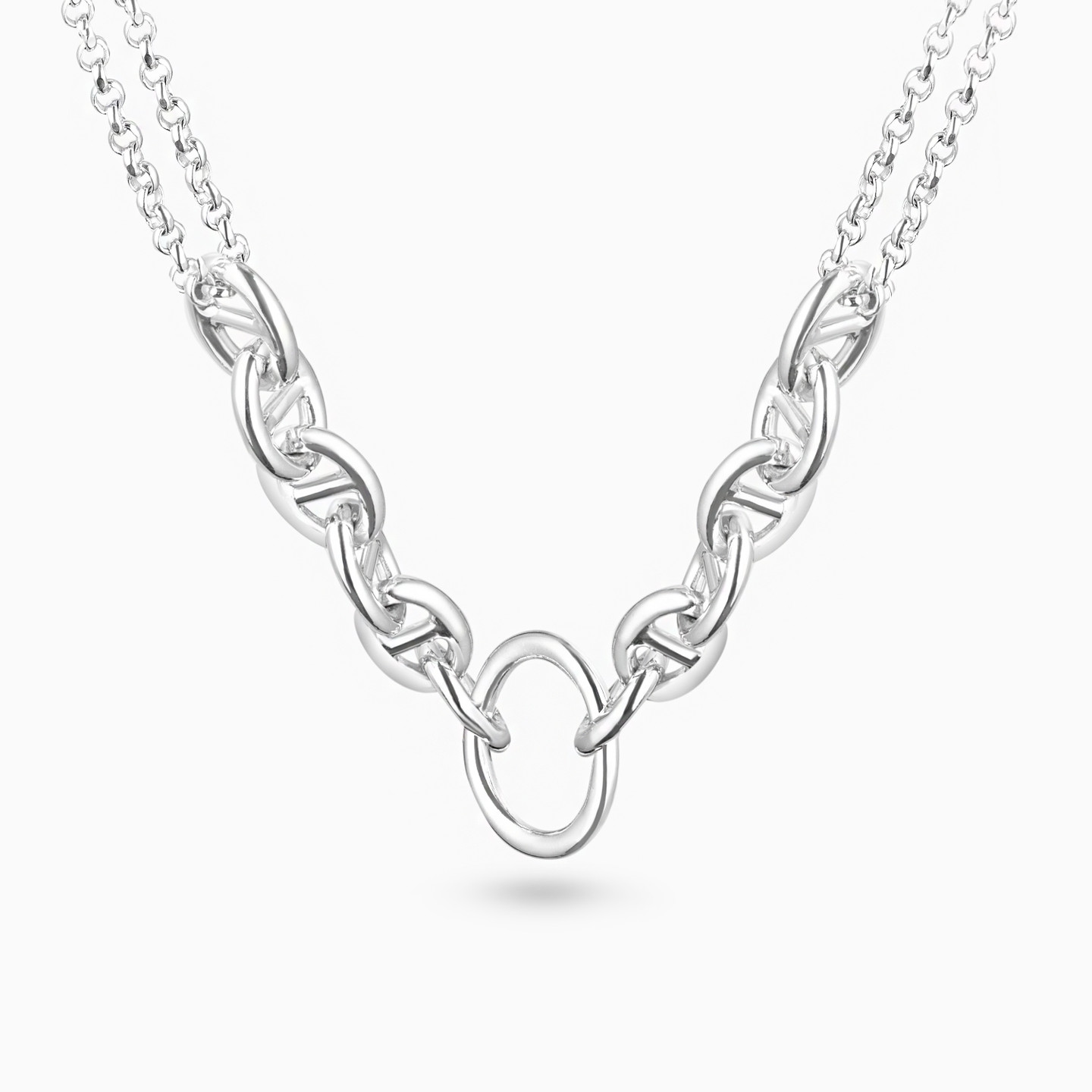 Circle Chain Necklace in Silver - 2 Circle Chain Necklace in Silver - 2