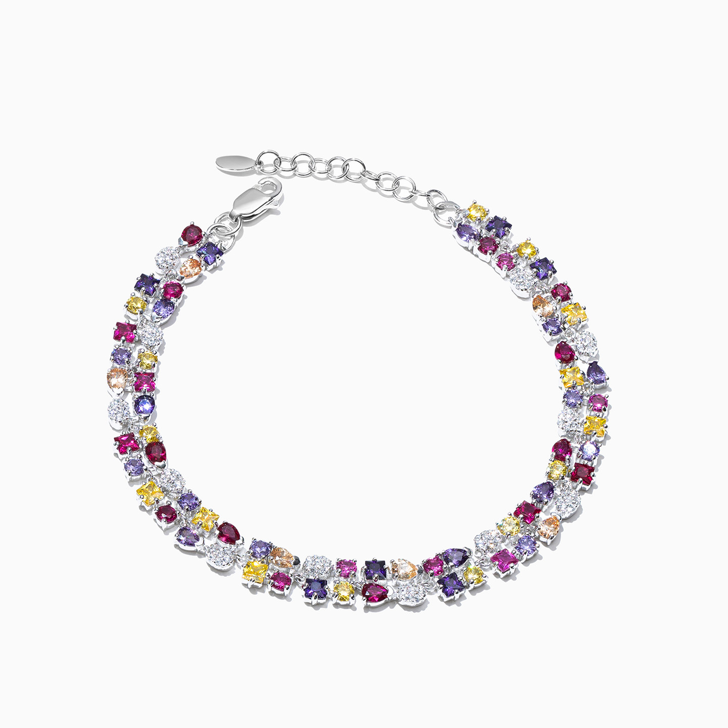 اسورة بسلسلة من الفضة مزينة بالأحجار الملونة اسورة بسلسلة من الفضة مزينة بالأحجار الملونة