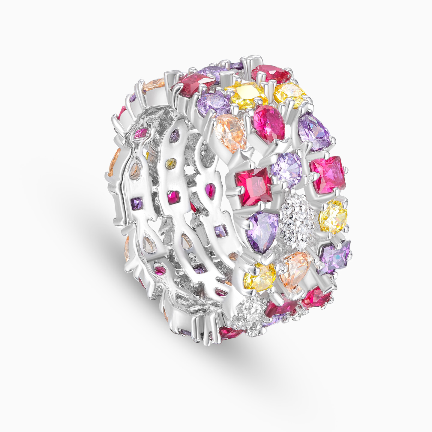 Colored Stones Ring In Silver - 3