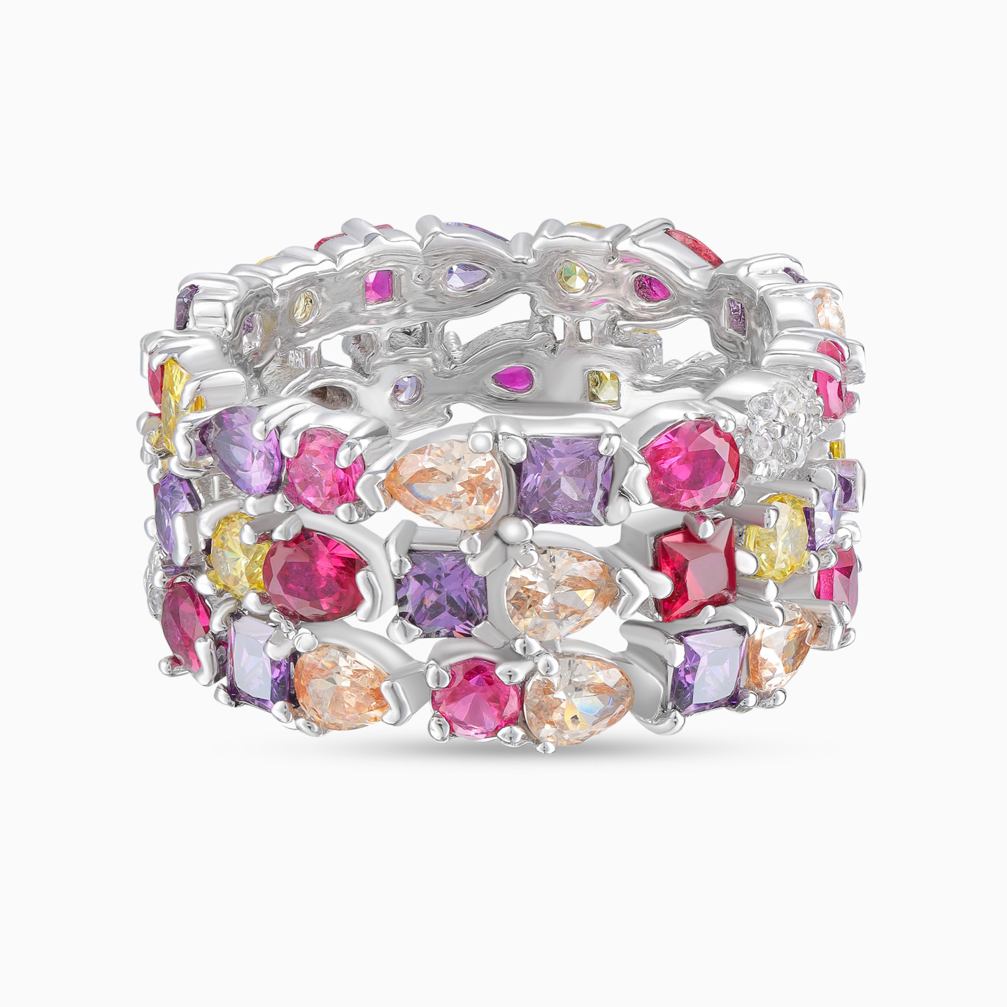 خاتم من الفضة مزين بالأحجار الملونة خاتم من الفضة مزين بالأحجار الملونة