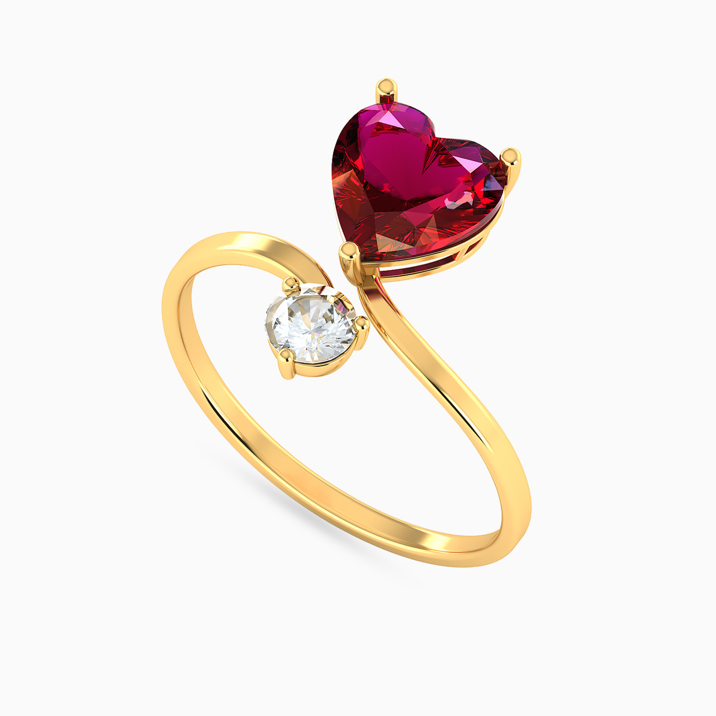 Heart Red Stone Ring in 14K Gold - 3 Heart Red Stone Ring in 14K Gold - 3