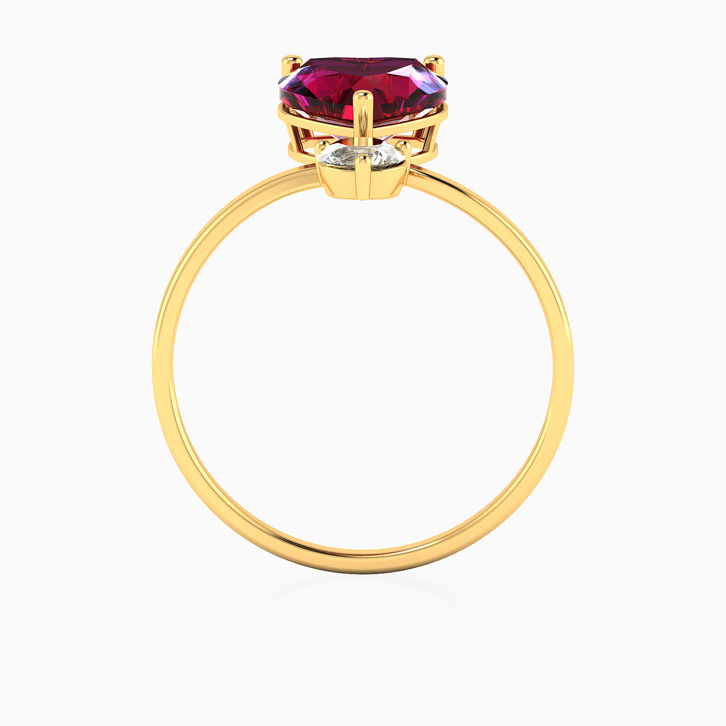 Heart Red Stone Ring in 14K Gold - 4 Heart Red Stone Ring in 14K Gold - 4